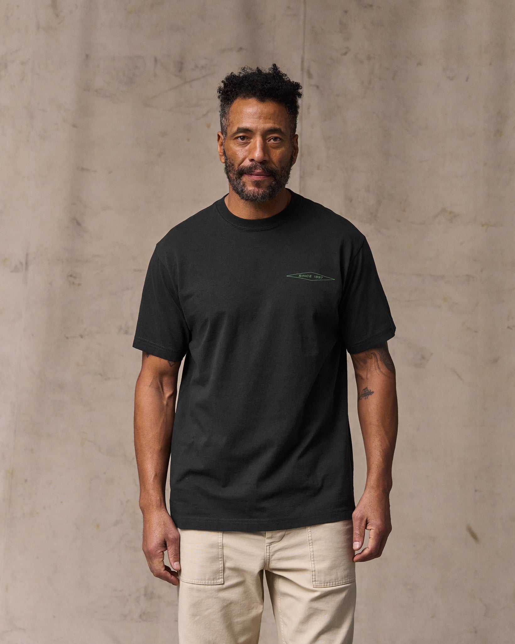 image of a model wearing Filson's Diamond Graphic T-shirt - Black