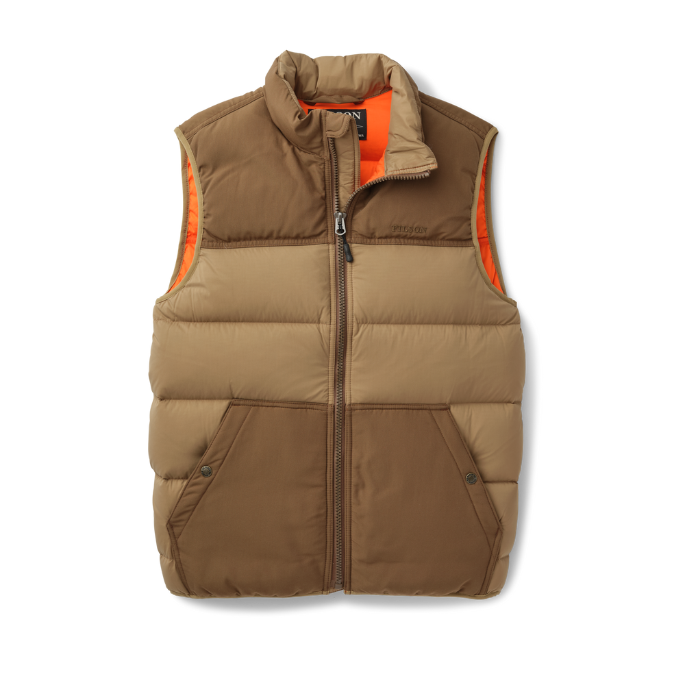 Front-facing image of the Filson Featherweight Down Vest - Dark Tan