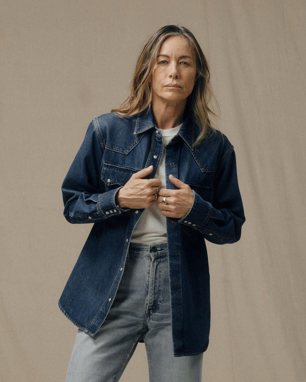 Women's Denim Western Shirt - Medium Indigo