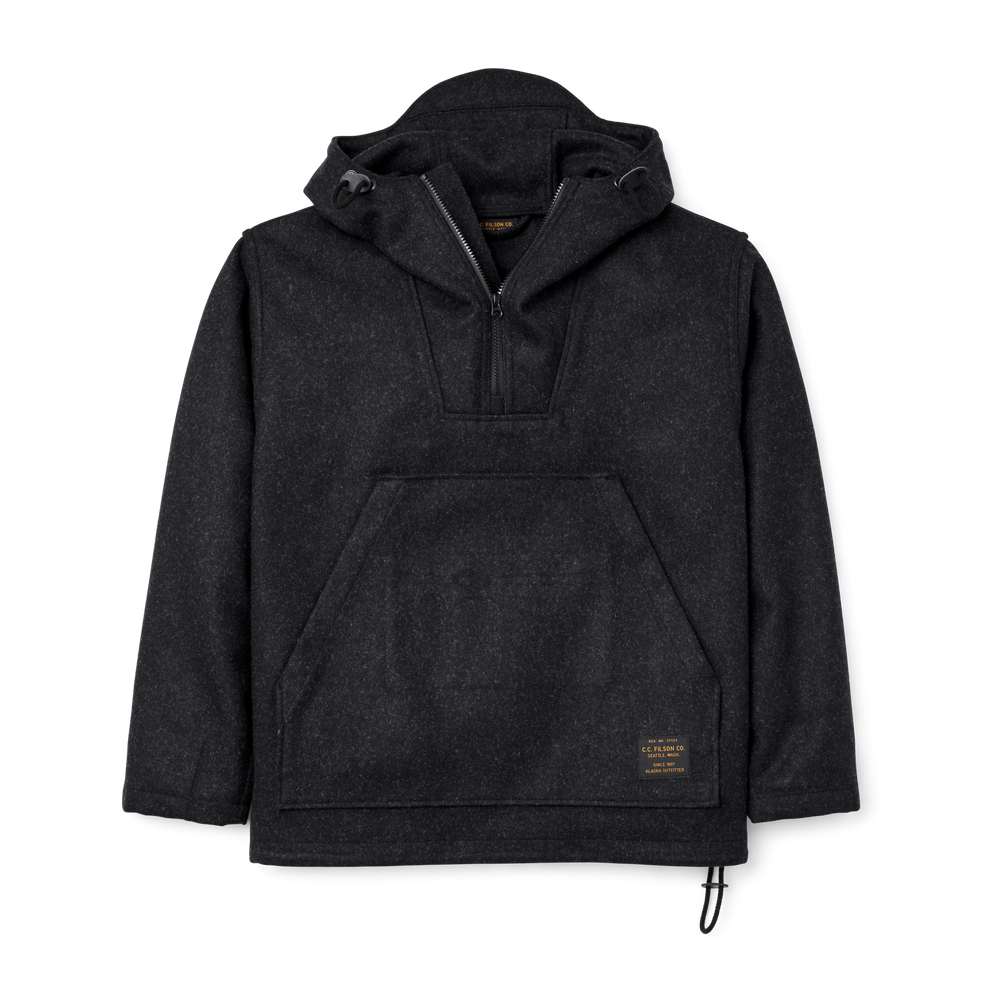 Front-facing image of the Filson Yukon Wool Anorak - Charcoal