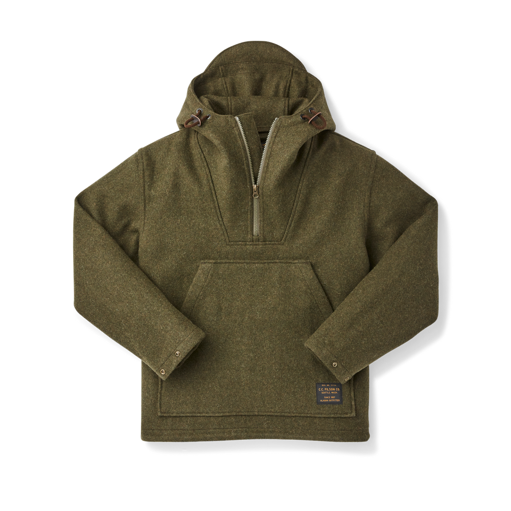 Front-facing image of the Filson Mackinaw Wool Anorak - Forest Green