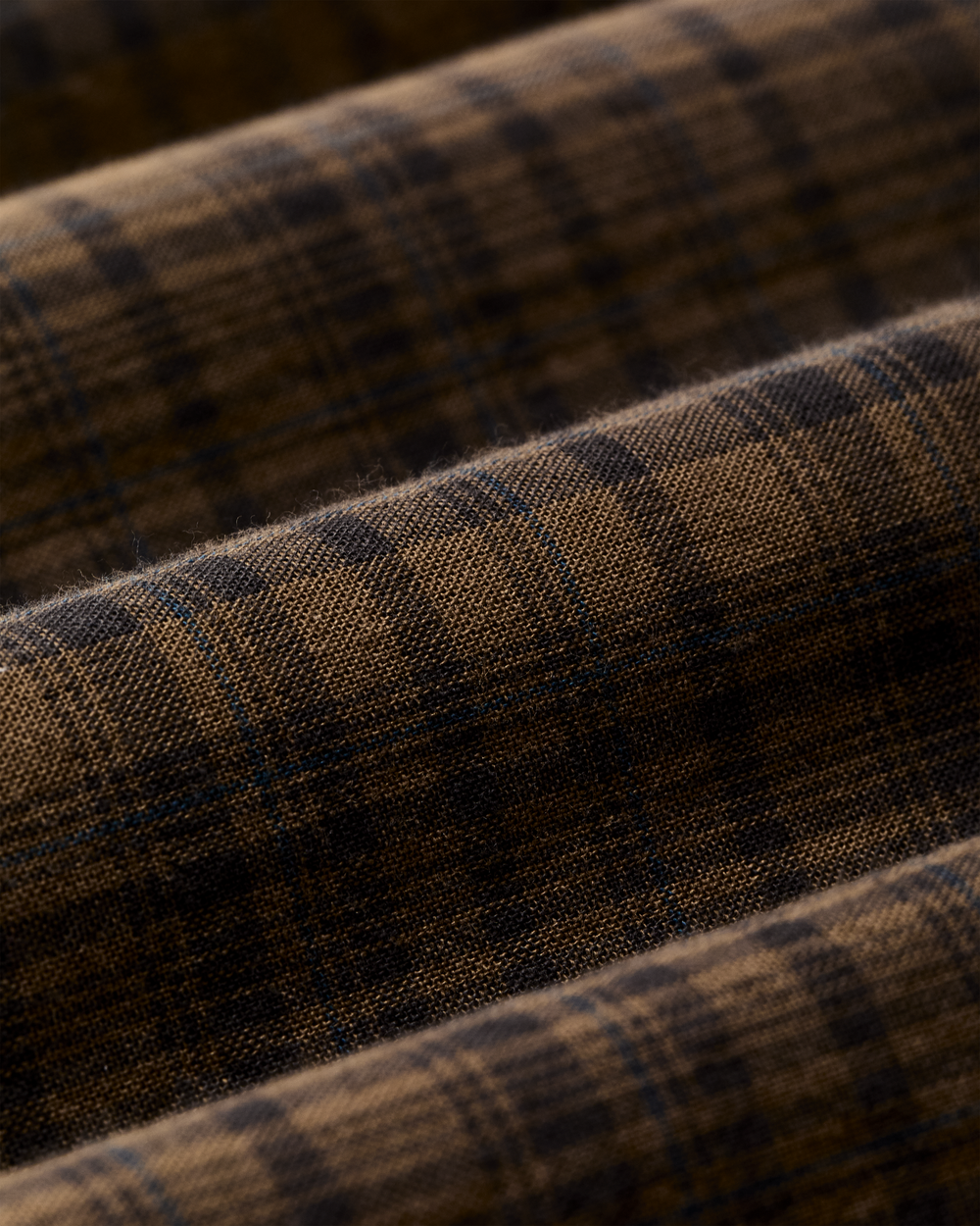 Short Sleeve Madras Popover Shirt - Brown / Olive Plaid