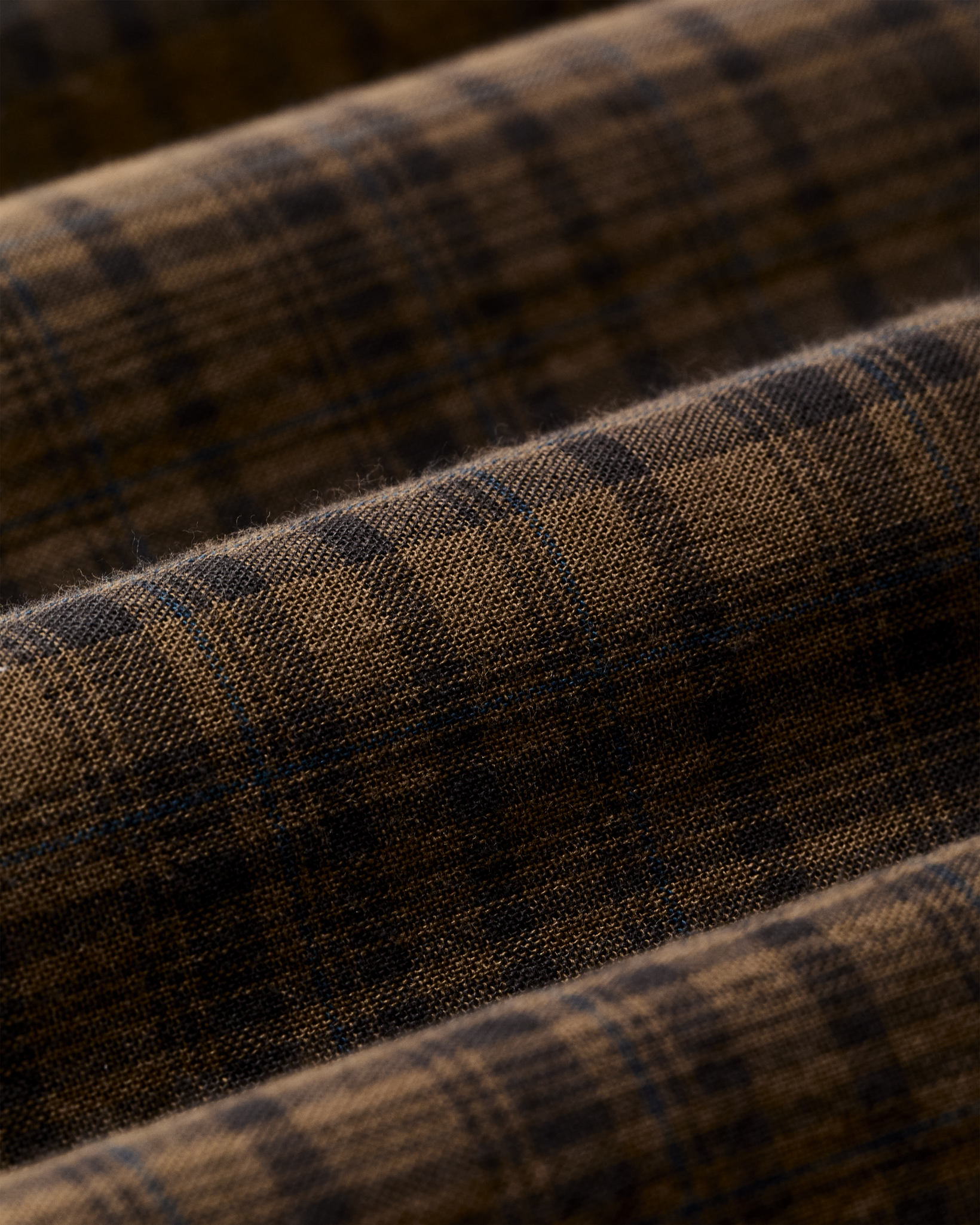 Short Sleeve Madras Popover Shirt - Brown / Olive Plaid