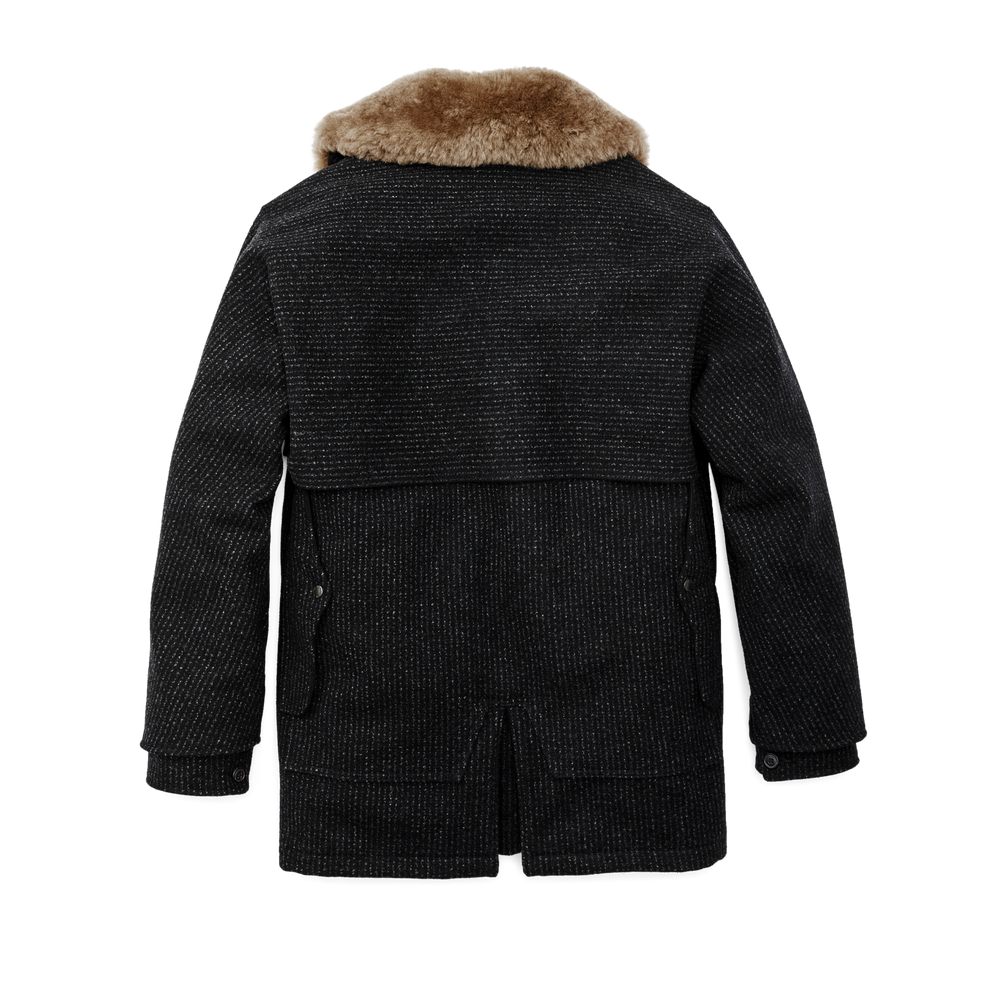Alternate view of the Filson Lined Mackinaw Wool Packer Coat - Black Charcoal / Rope Stripe