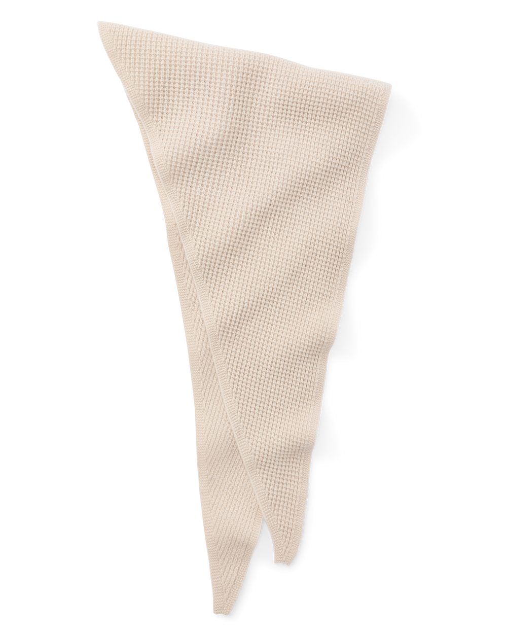 Waffle Knit Triangle Scarf - Cream