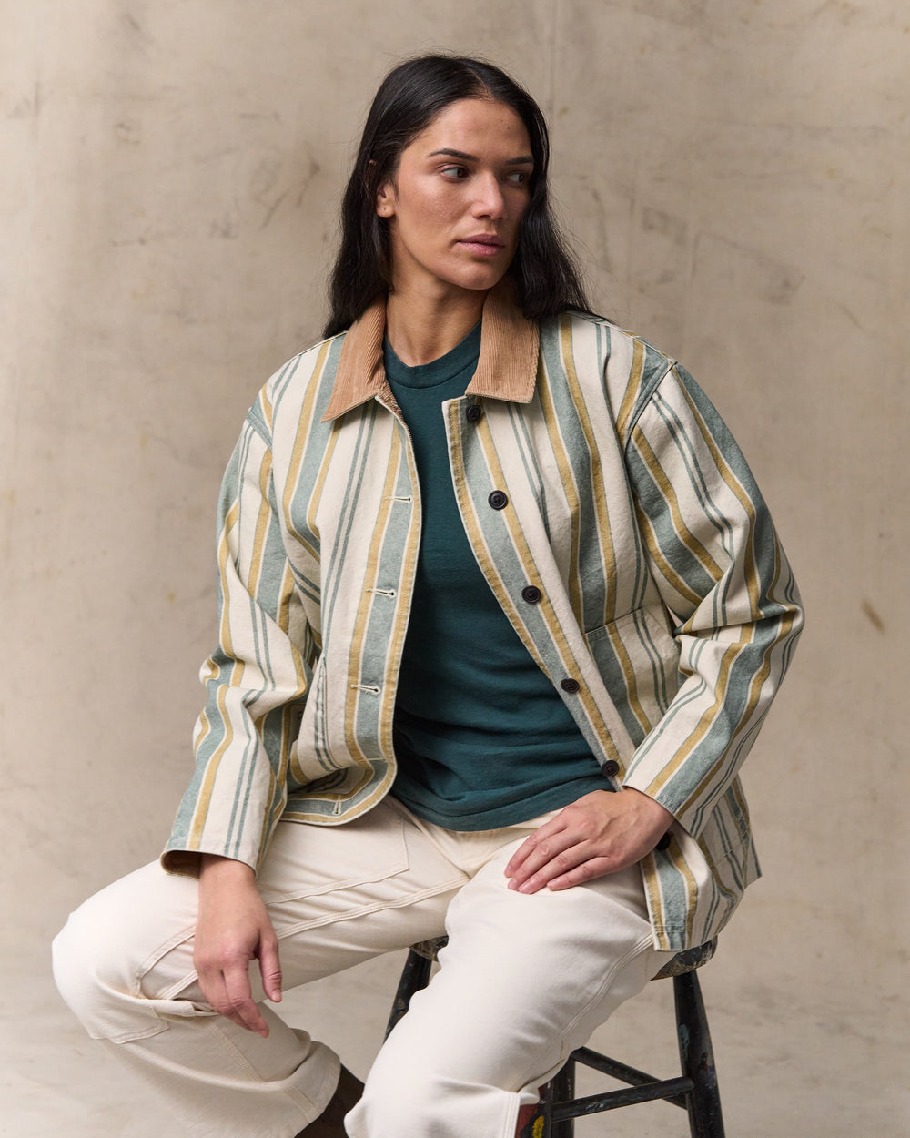 Women's Canvas Barn Coat - Natural / Yellow