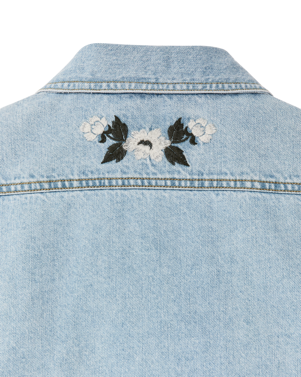 Women's Embroidered Denim Shirt - Pale Indigo