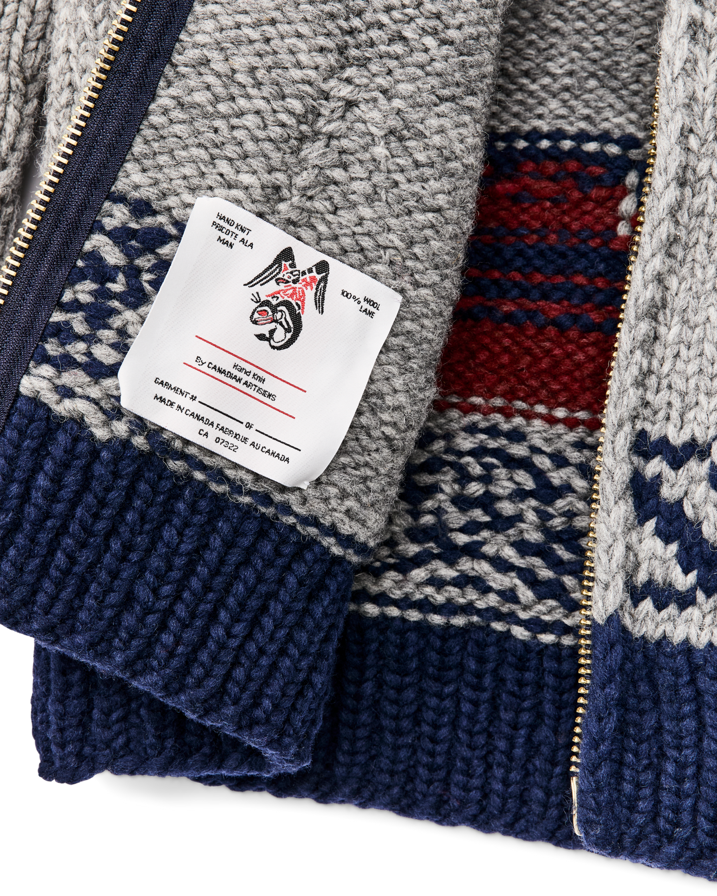 Handmade Full-zip Sweater - Heather Gray / Fishing Boat