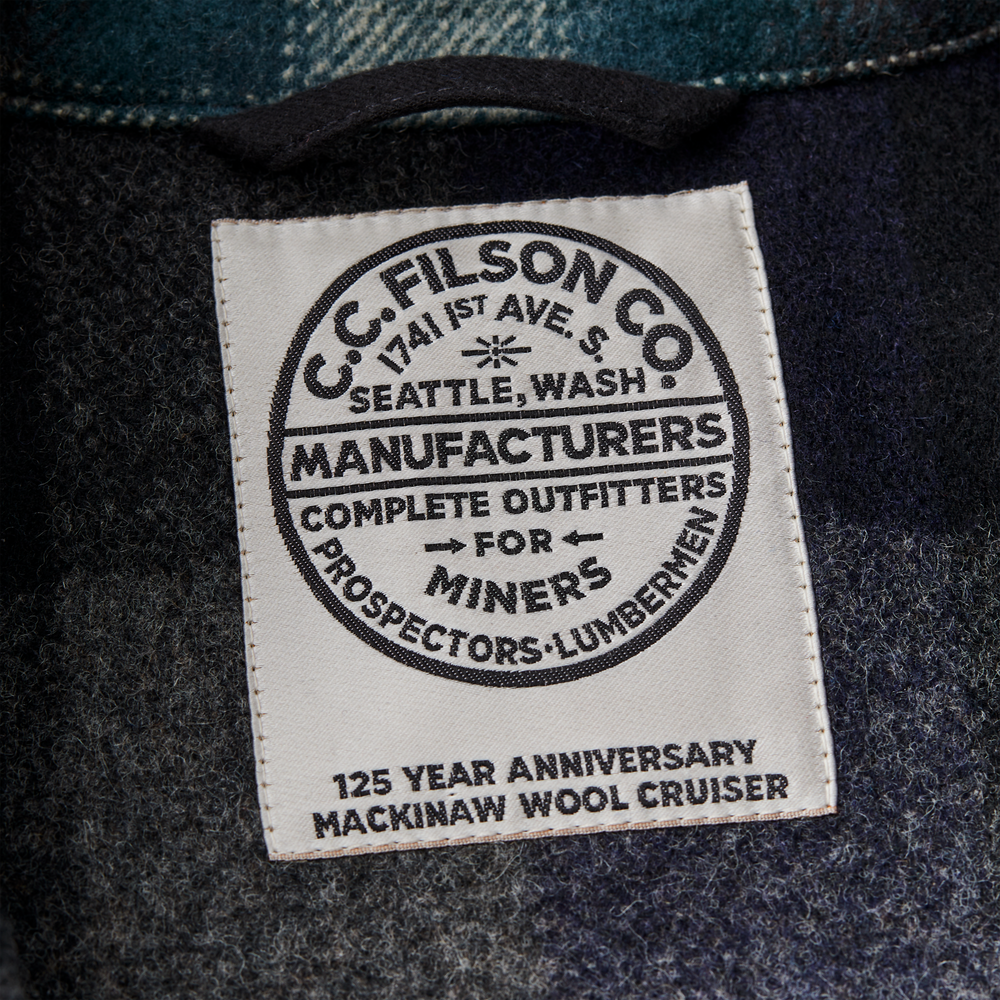 Alternate view of the Filson 125th Anniversary Archival Mackinaw Wool Cruiser - Cobalt Patchwork