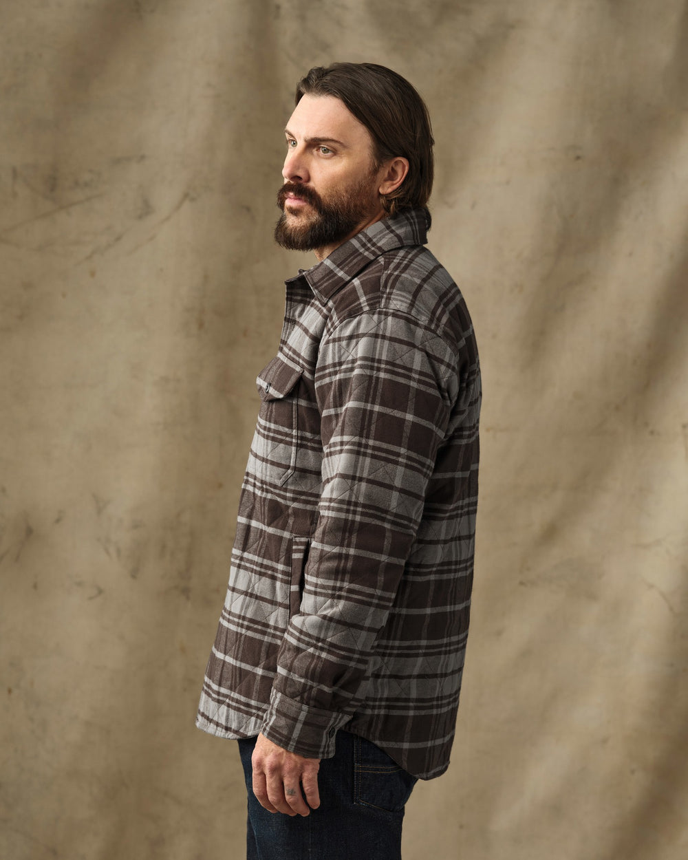 Insulated Flannel Jac-Shirt - Brown / Gray Plaid