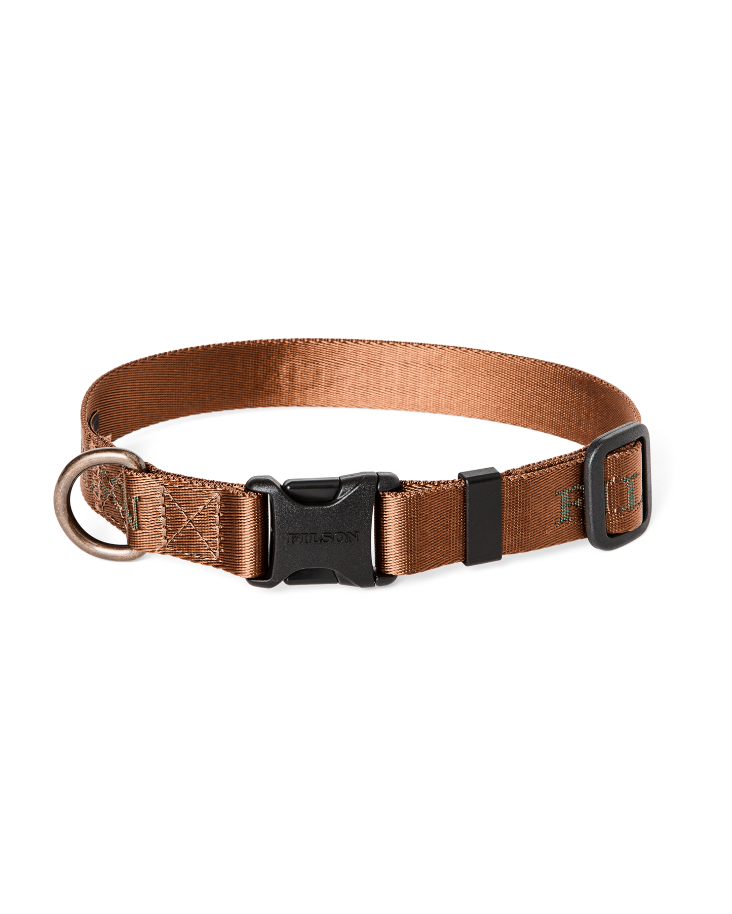 Front-facing image of the Filson Nylon Dog Collar - Whiskey