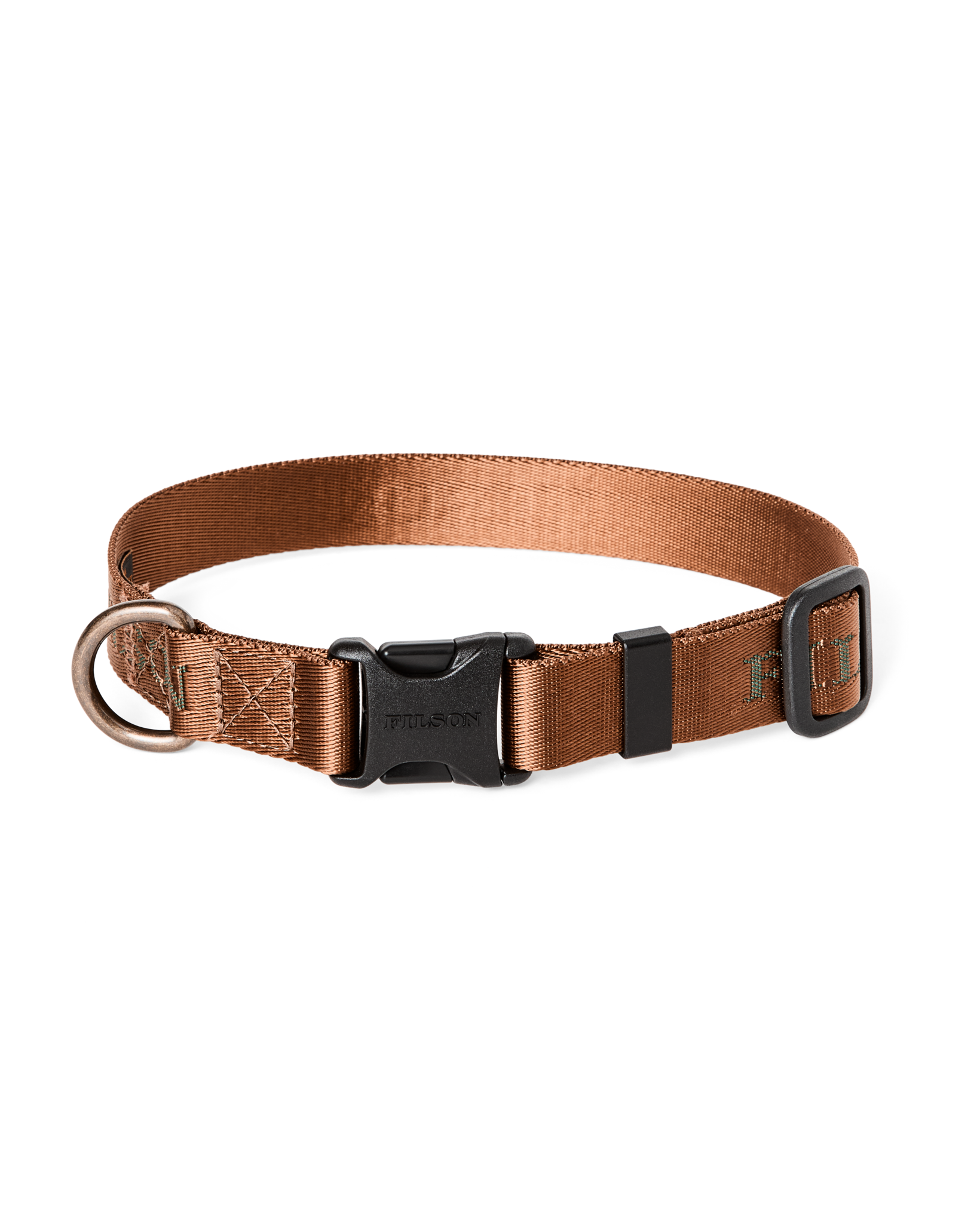 Front-facing image of the Filson Nylon Dog Collar - Whiskey