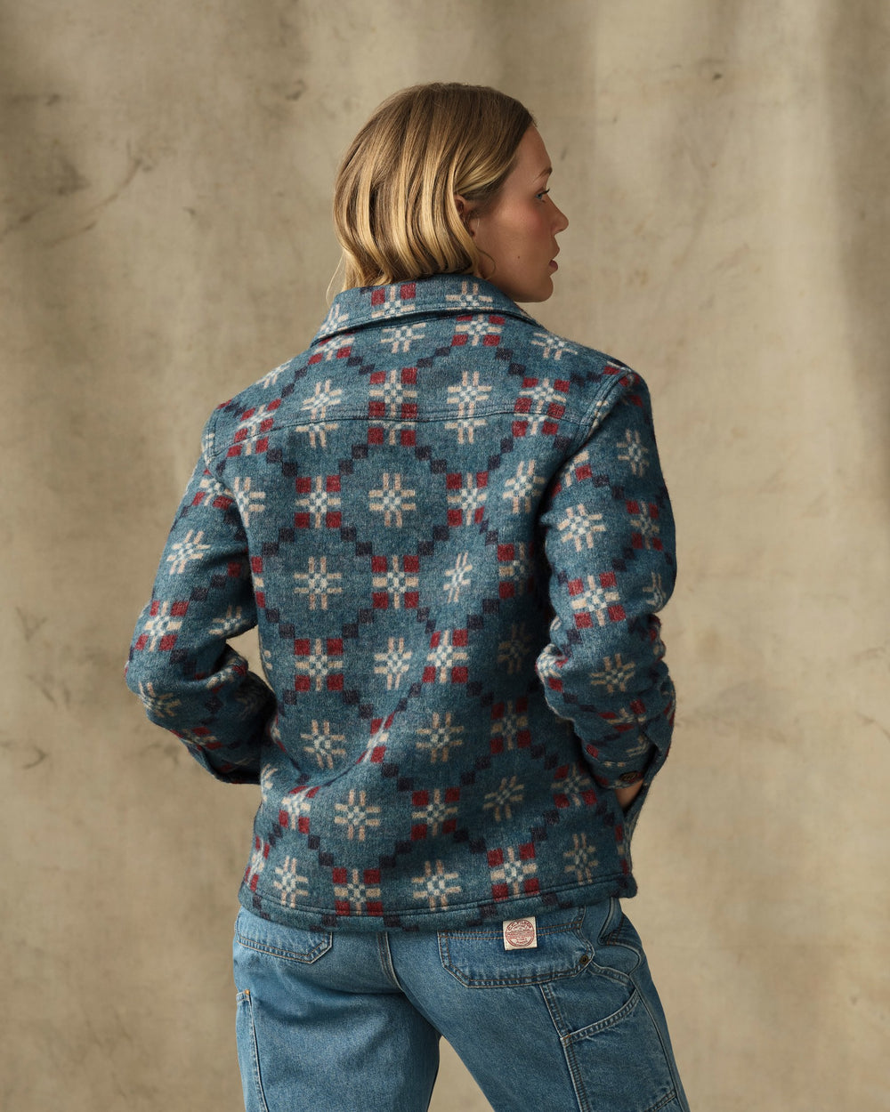 Women's Wool Overshirt - Turquoise Multicolor
