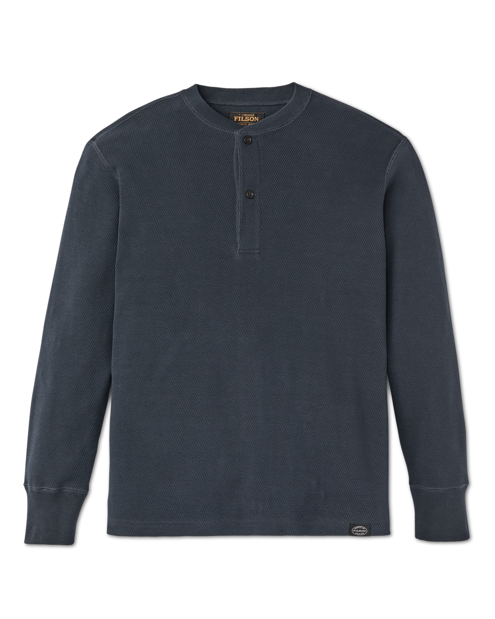 Waffle Knit Henley - Blue Mussel