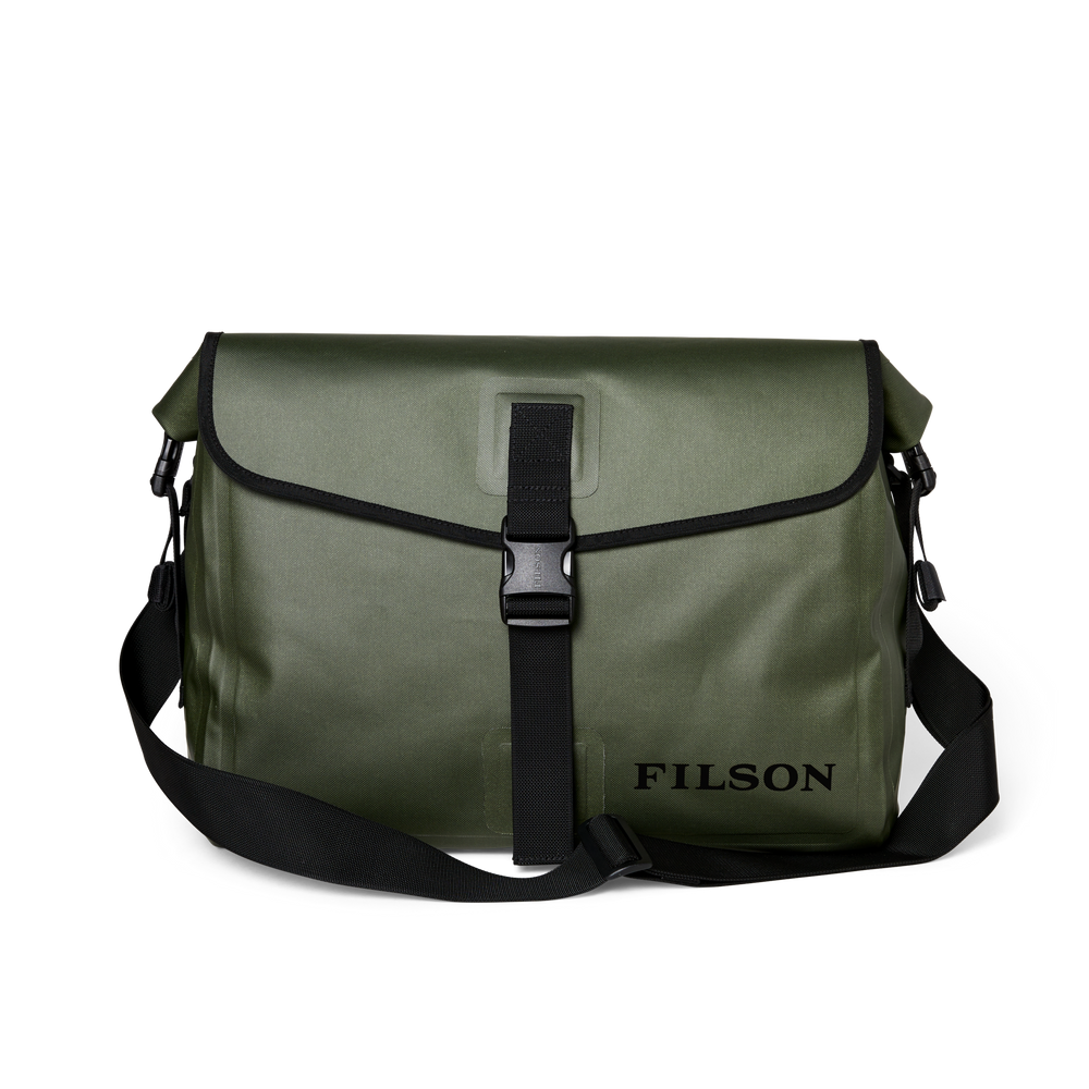 Front-facing image of the Filson Dry Messenger Bag - Green