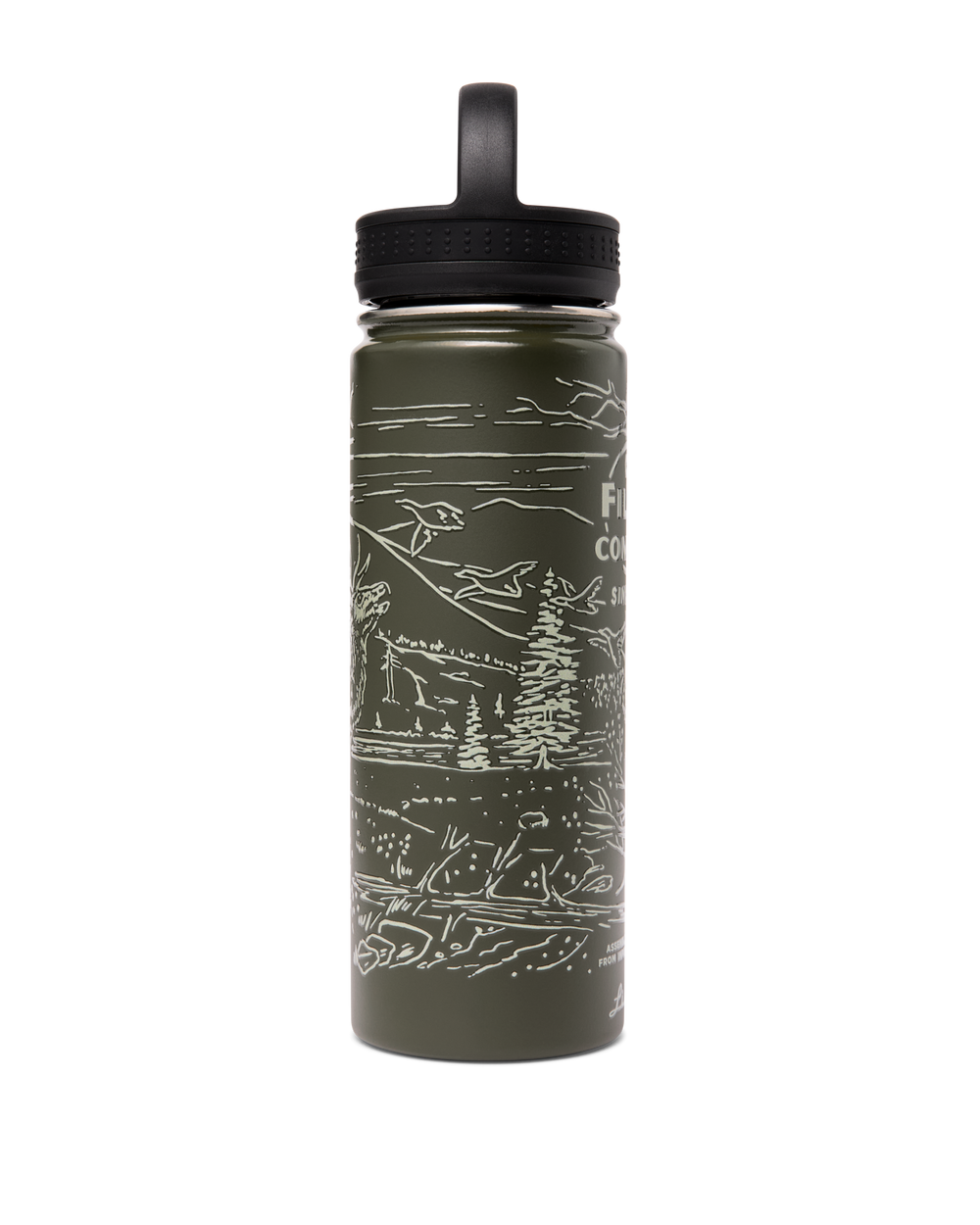 Insulated Water Bottle - Green / Wildlife