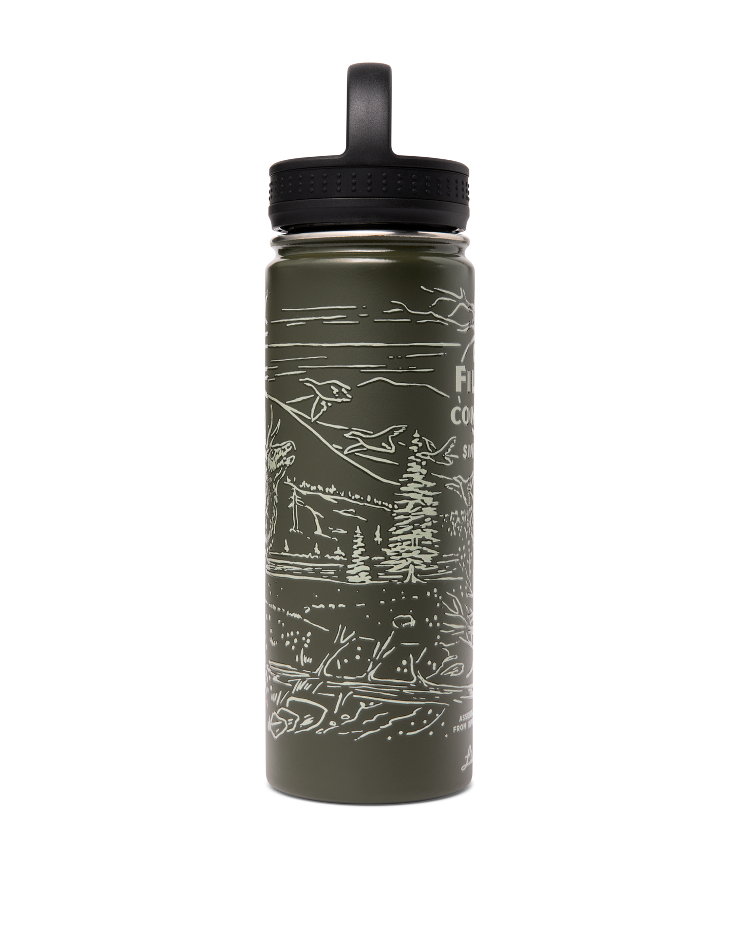 Insulated Water Bottle - Green / Wildlife