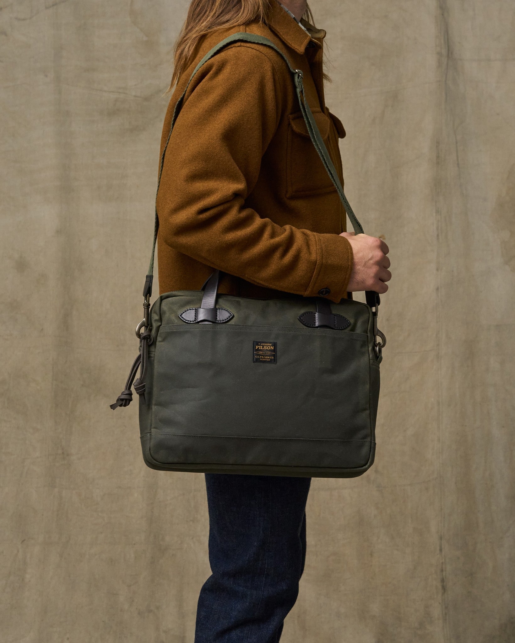 Tin Cloth Compact Briefcase - Otter Green | Filson