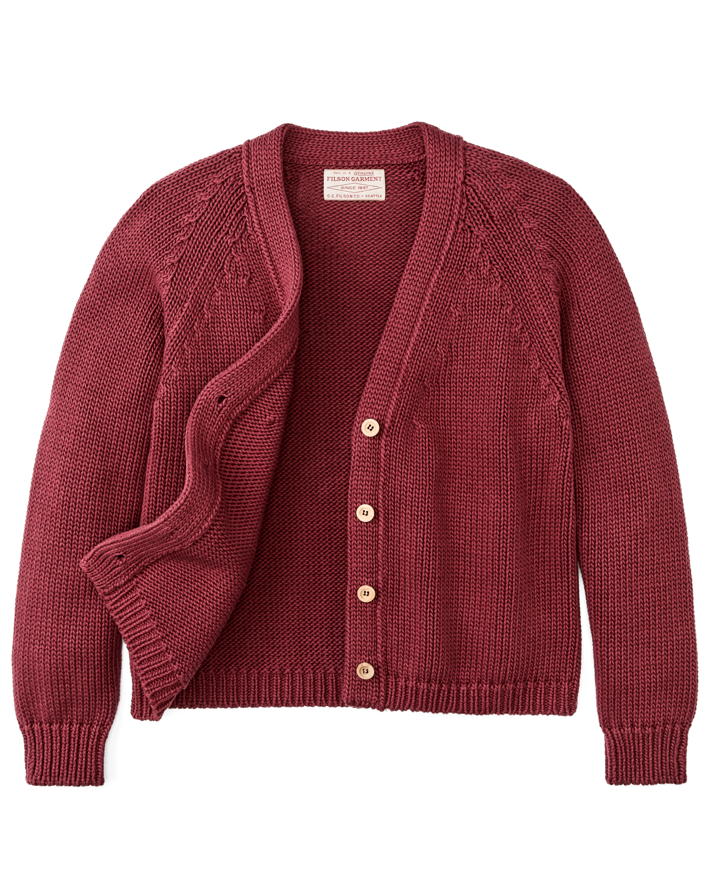 Women's Rustic Cotton Cardigan - Burgundy