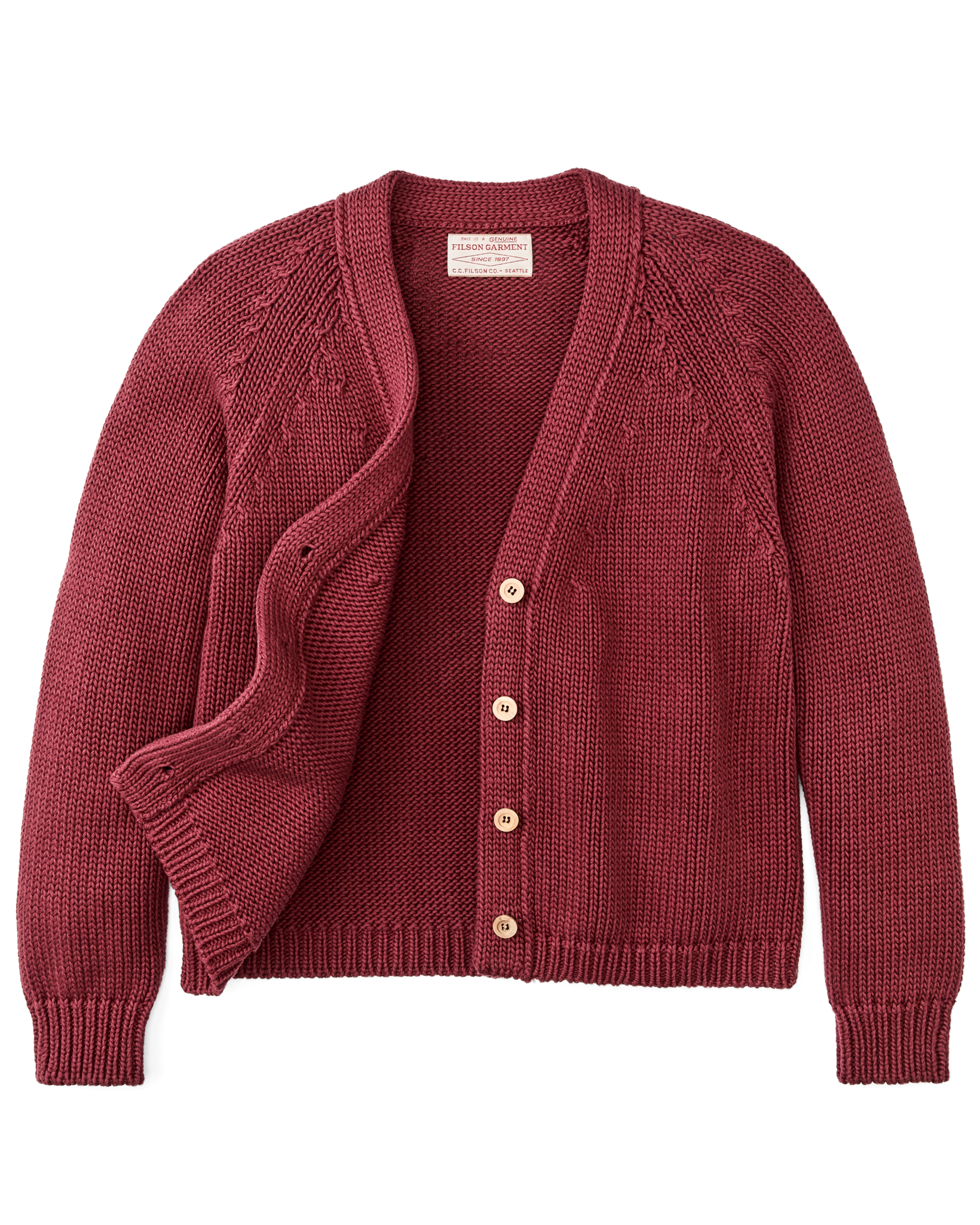 Women's Rustic Cotton Cardigan - Burgundy