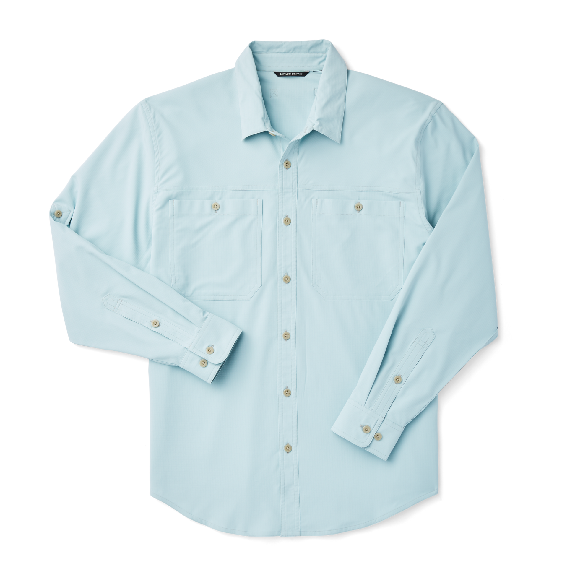 Front-facing image of the Filson Ultra-light Shirt - Gulf Blue