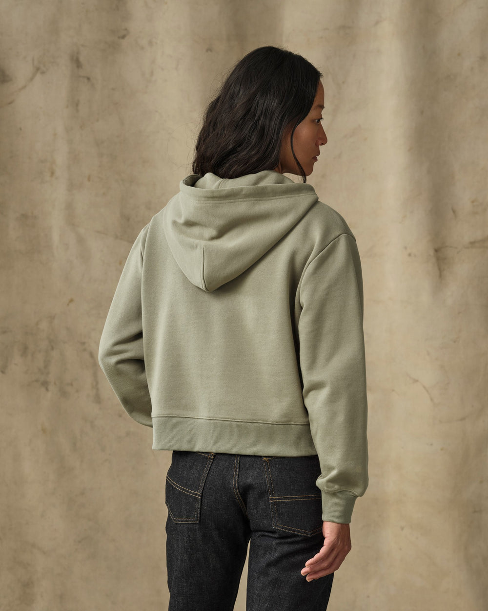 Women's French Terry Half-Zip Hoodie - Olive Branch