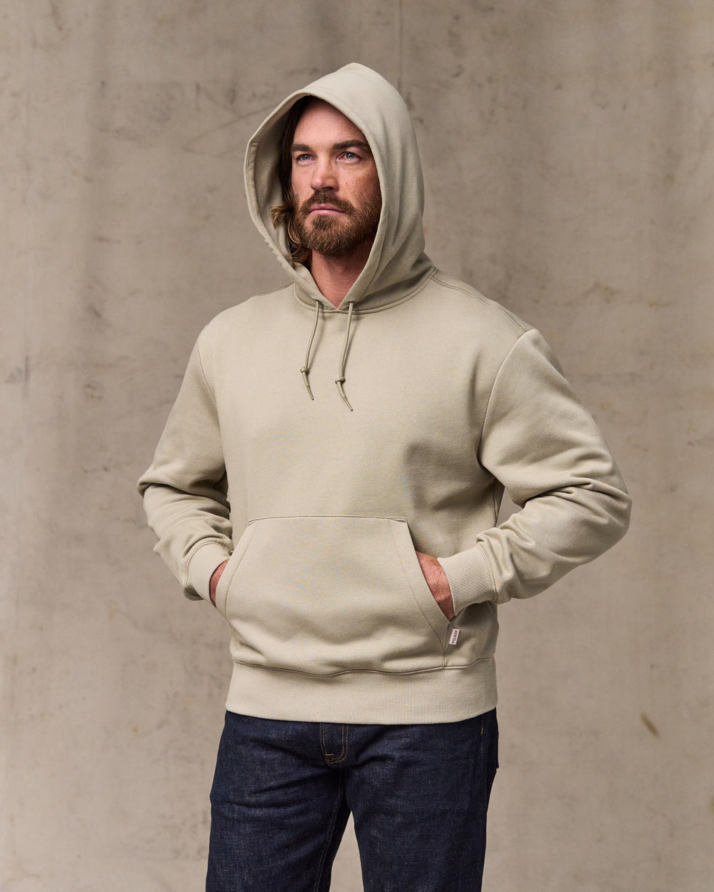 image of a model wearing Filson's Northwest Hoodie - Silver Sage