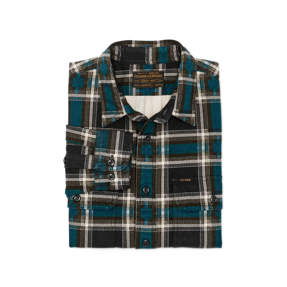 Alternate view of the Filson Field Flannel Shirt - Brown / Blue / Multi Plaid