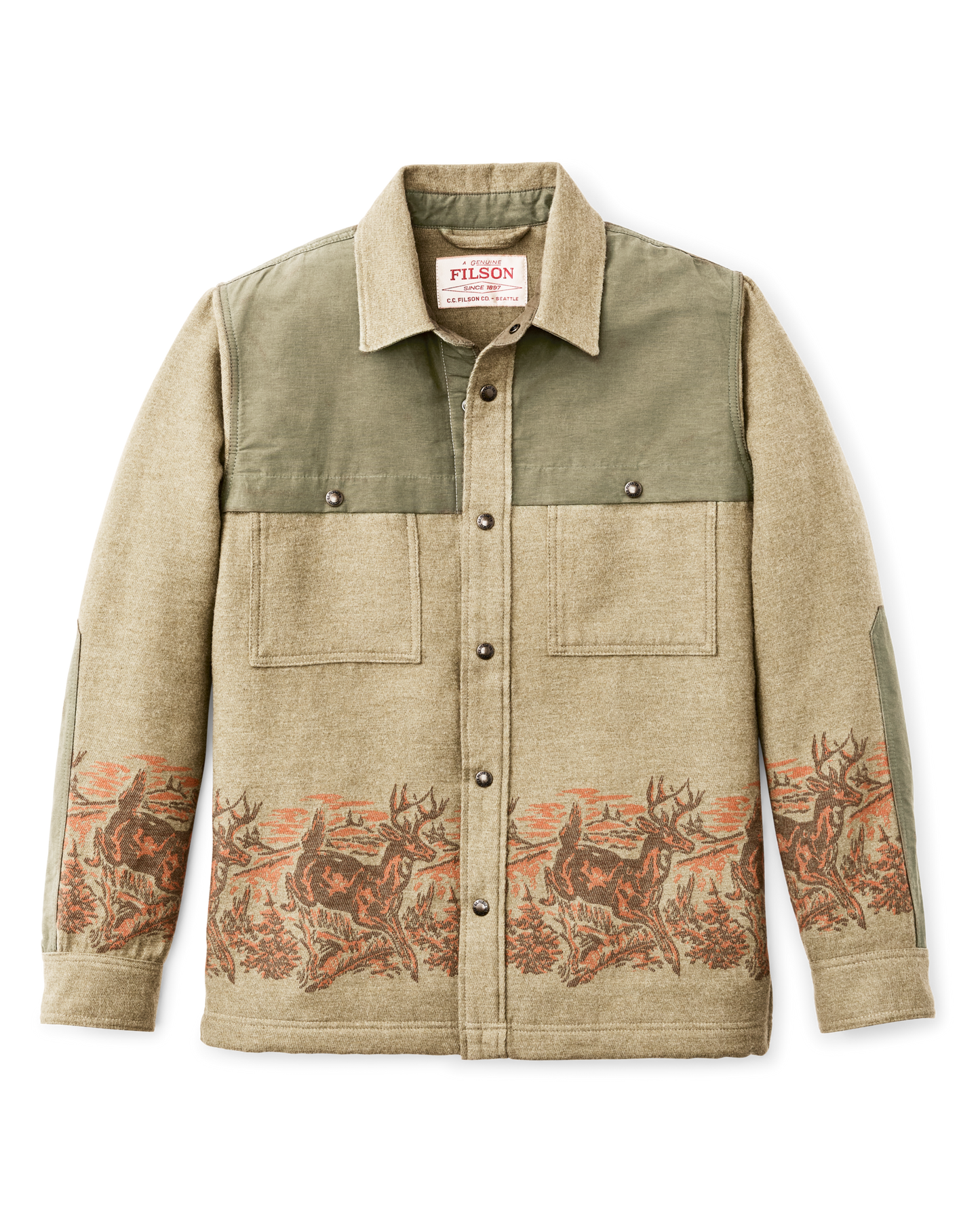 Front-facing image of the Filson Colchuck Forester Jac-shirt - Sage Heather