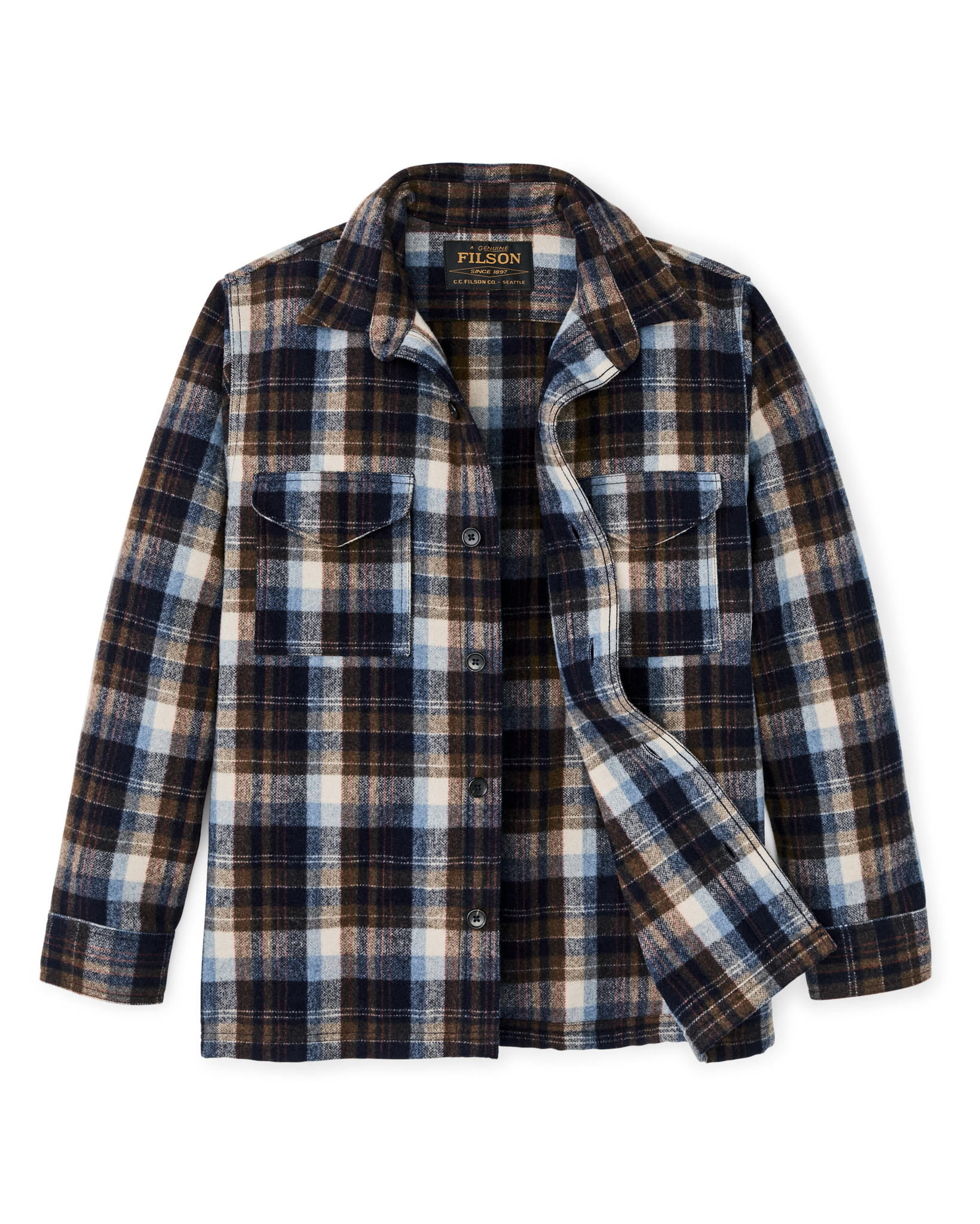 Wool Jac-shirt - Brown / Light Blue Multi Plaid | Filson Wool Jac-shirt - Brown / Light Blue Multi Plaid | Filson