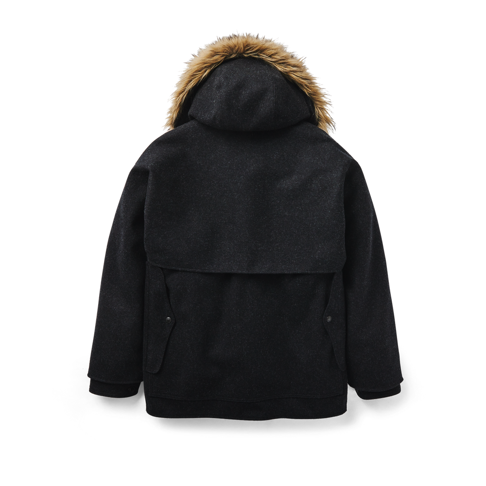 Alternate view of the Filson Hooded Double Mackinaw Wool Cruiser - Charcoal