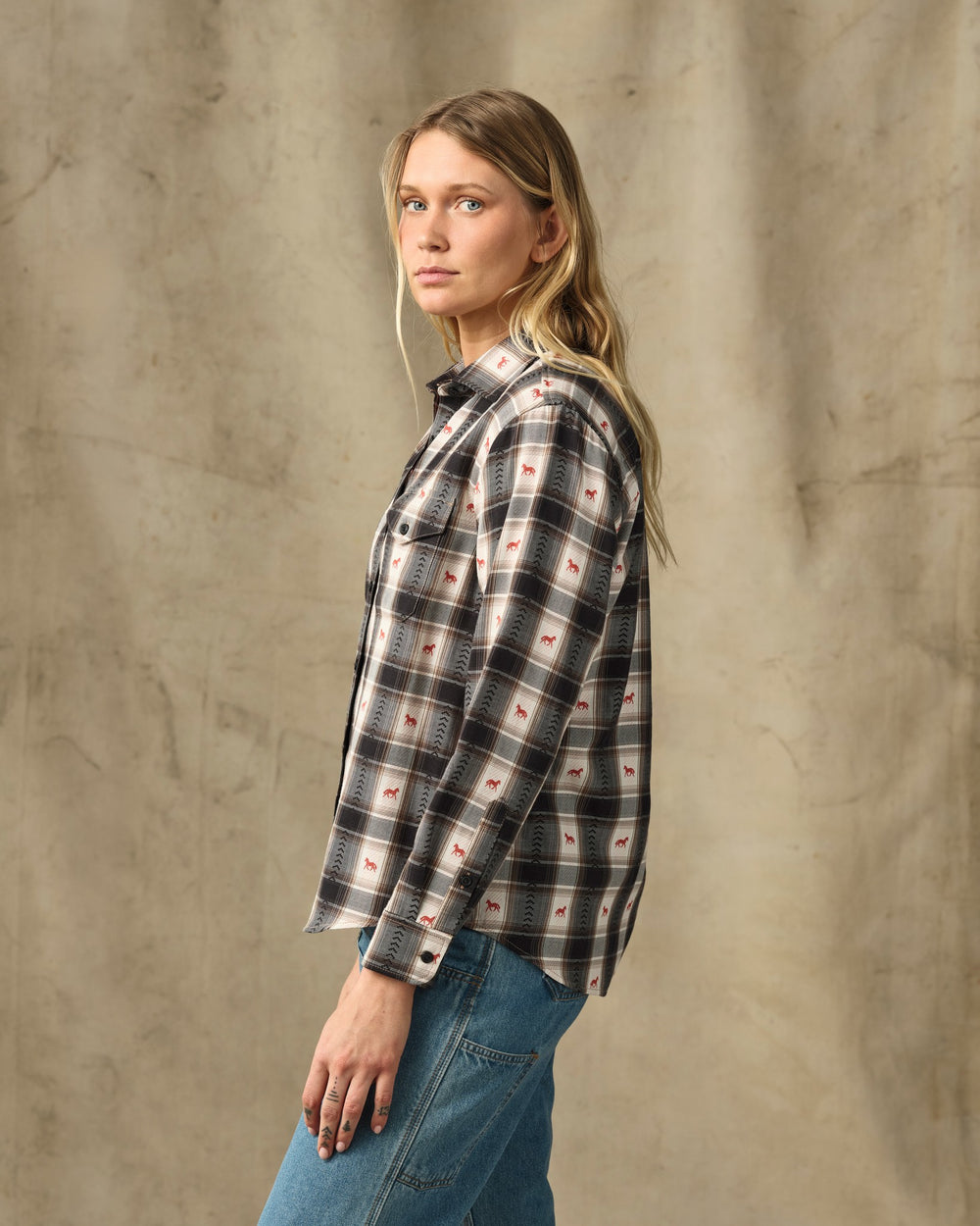 Women's Ranch Shirt - Cream Print