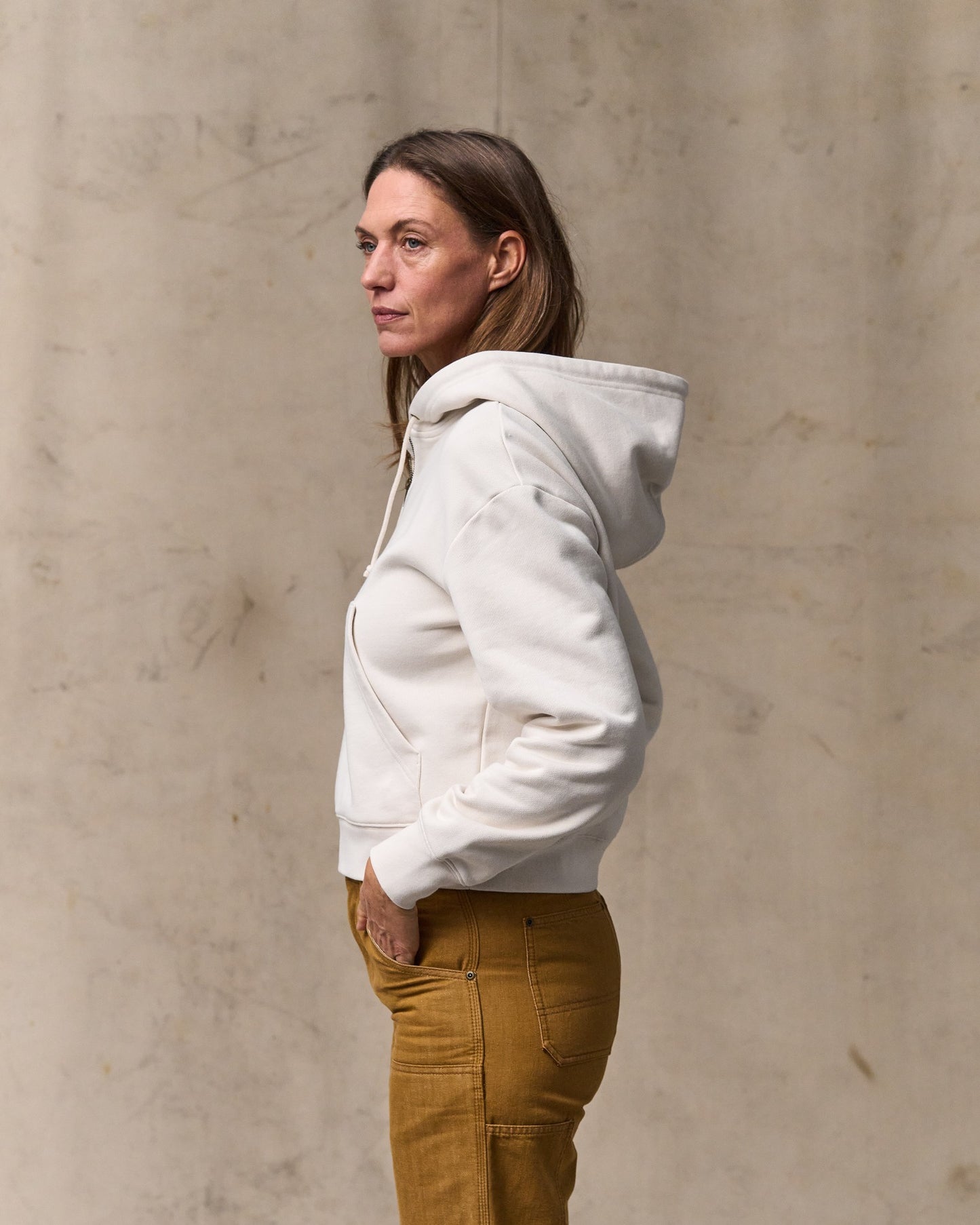 Women's French Terry Half-zip Hoodie - Ivory