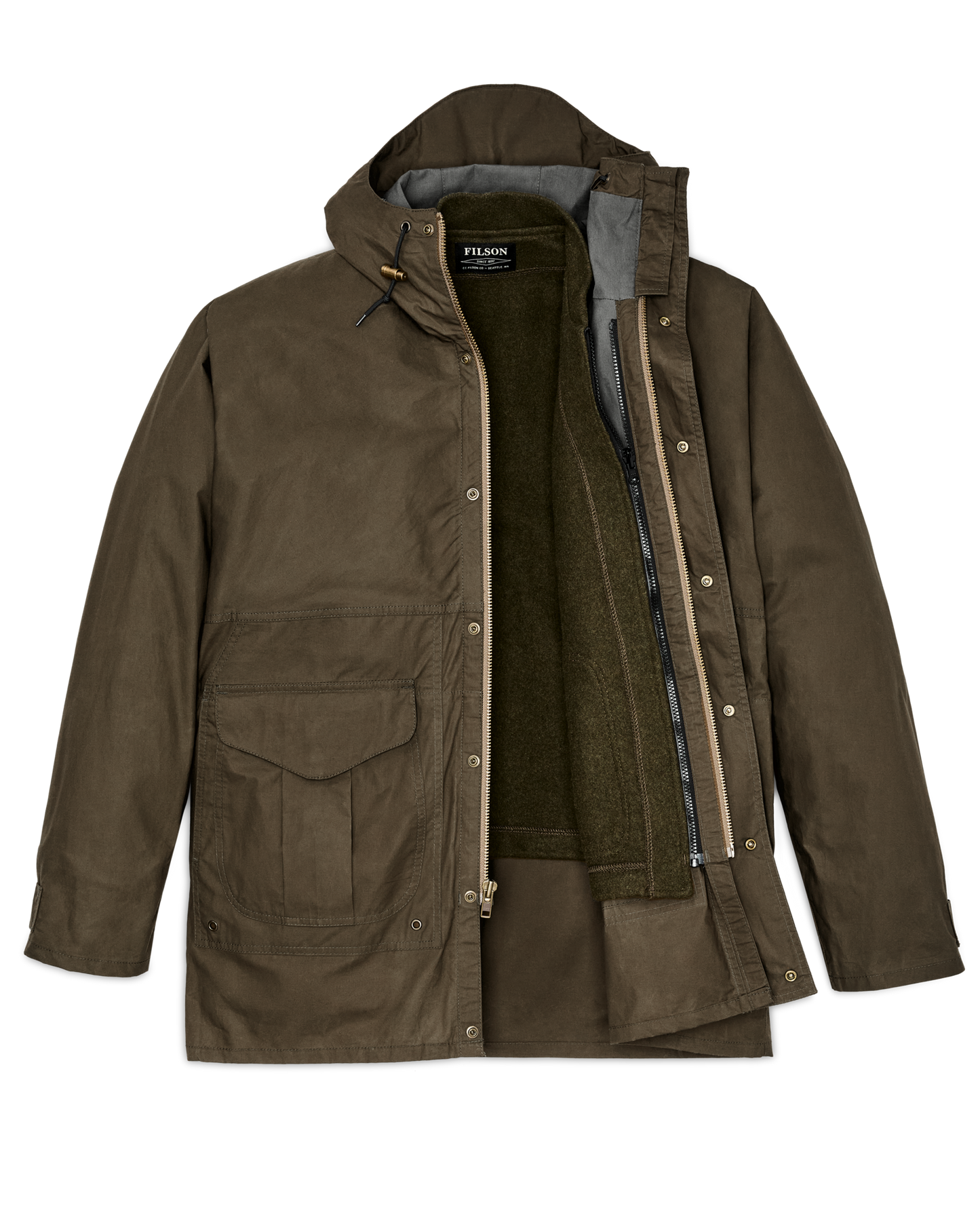 Alternate view of the Filson Dry Wax Omak Coat - Burnt Olive