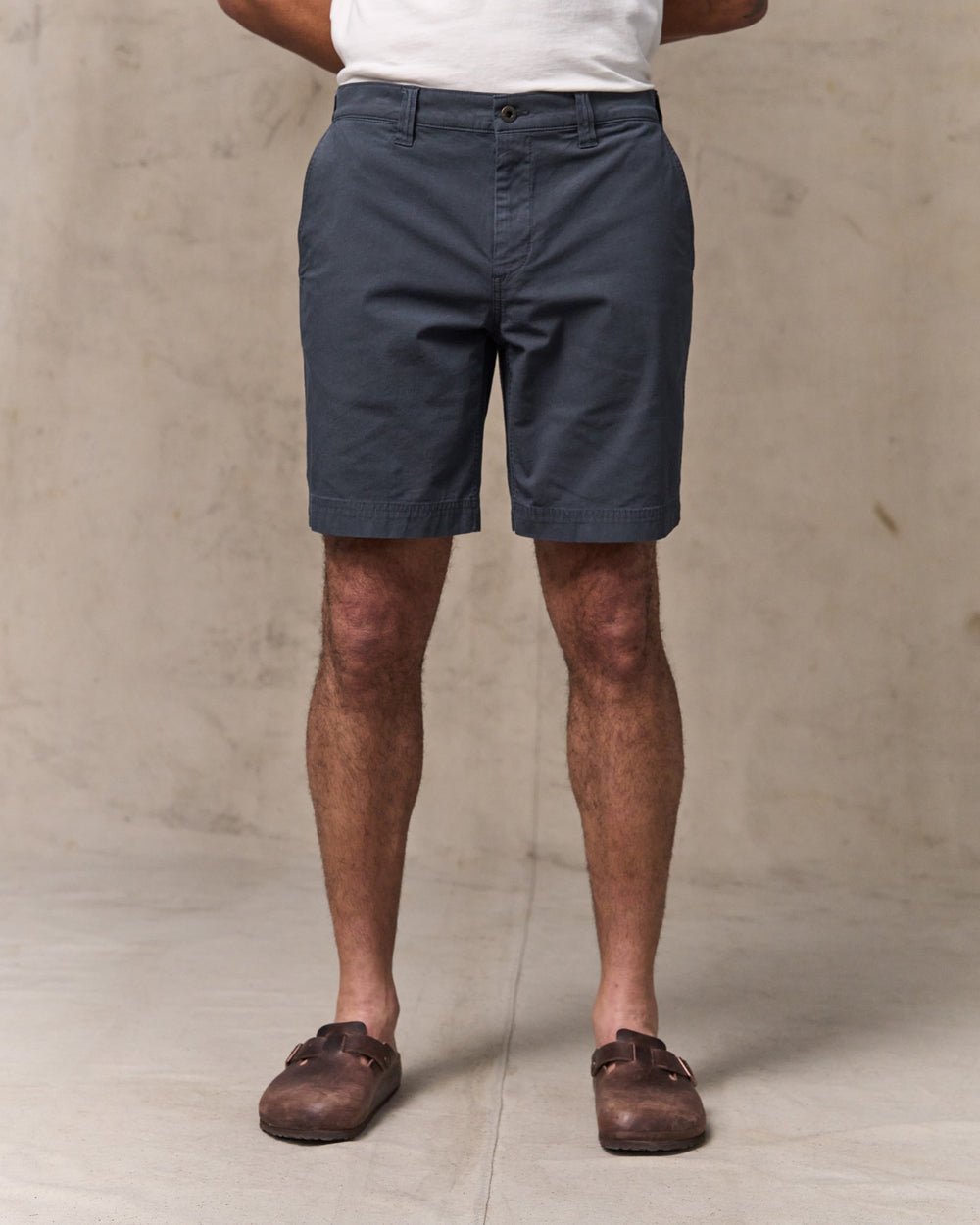image of a model wearing Filson's Granite Mountain 9" Shorts - Ink Blue