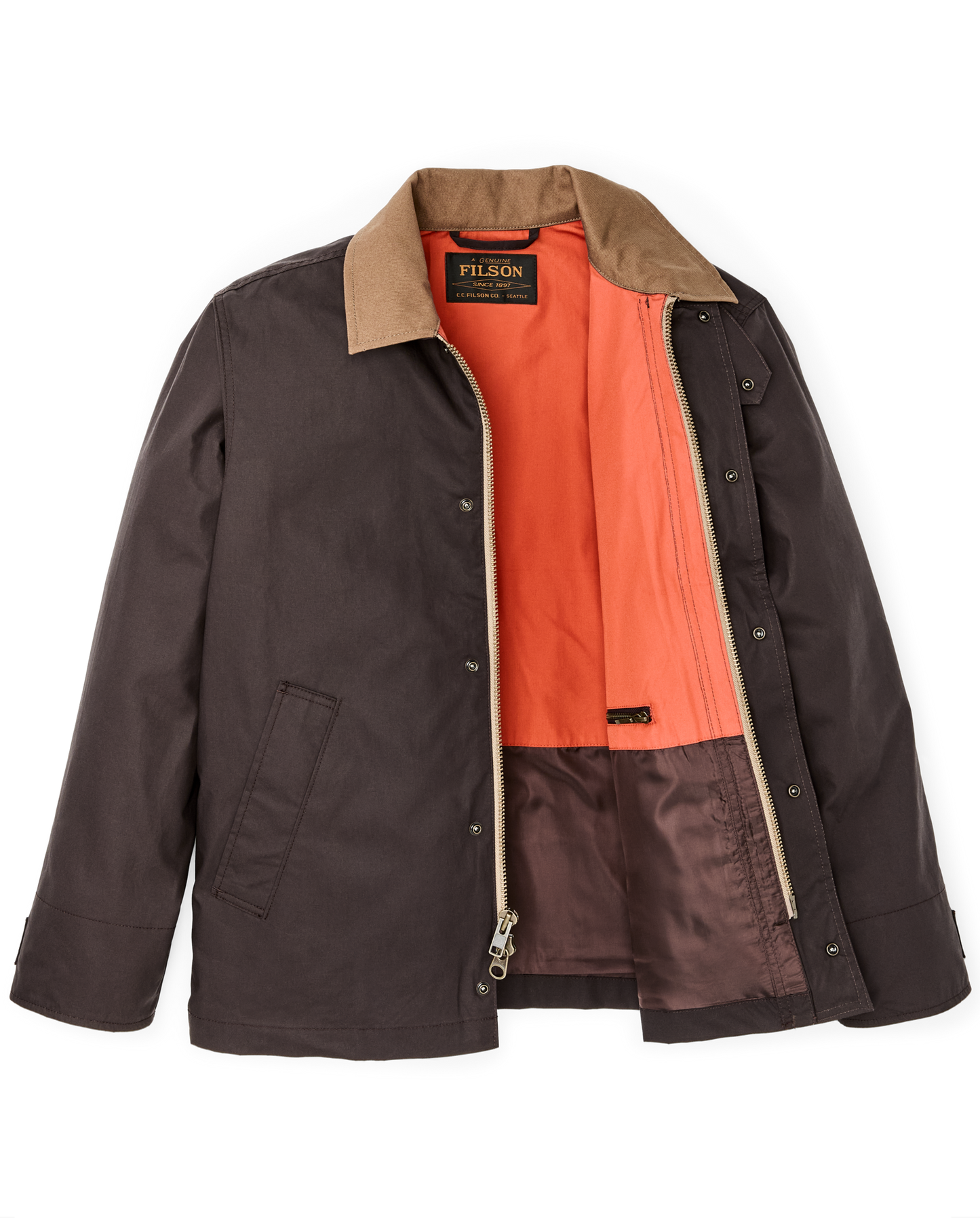 Alternate view of the Filson Dry Wax Short Field Jacket - Dark Brown