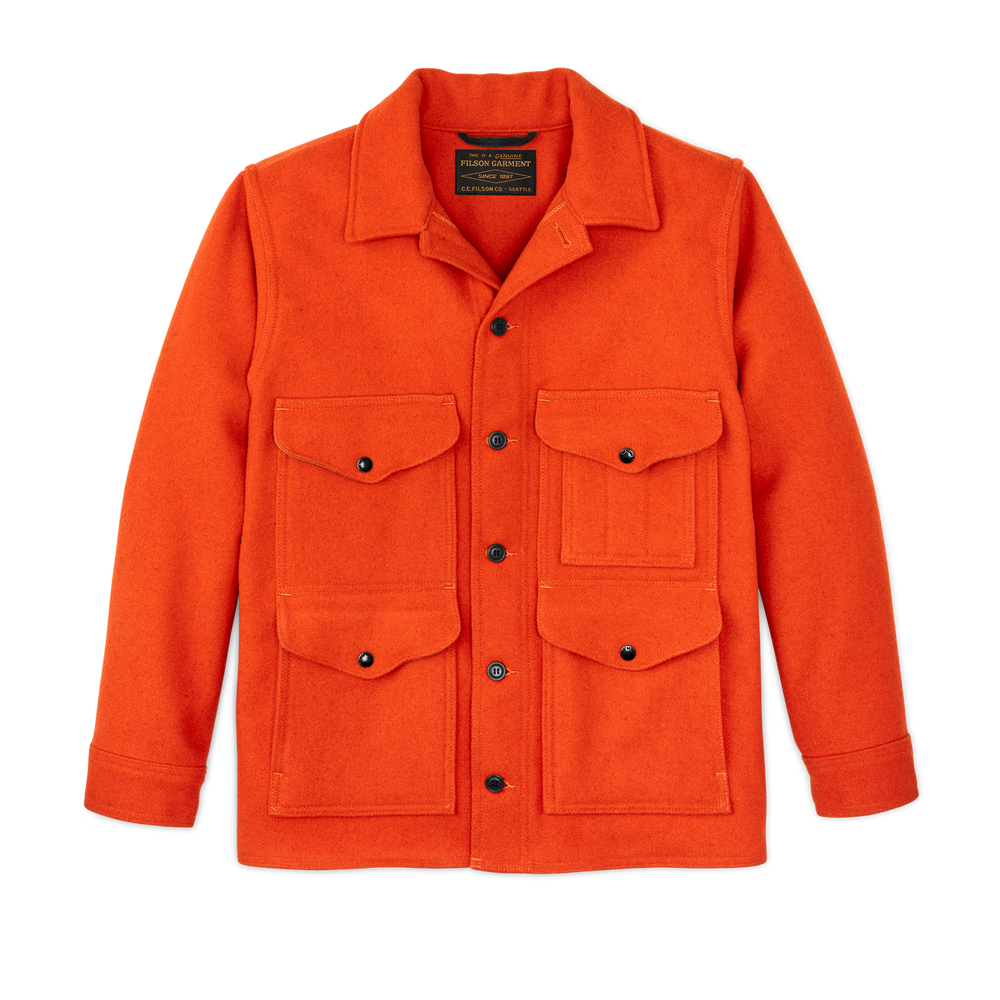 Front-facing image of the Filson Mackinaw Wool Cruiser Jacket - Flame