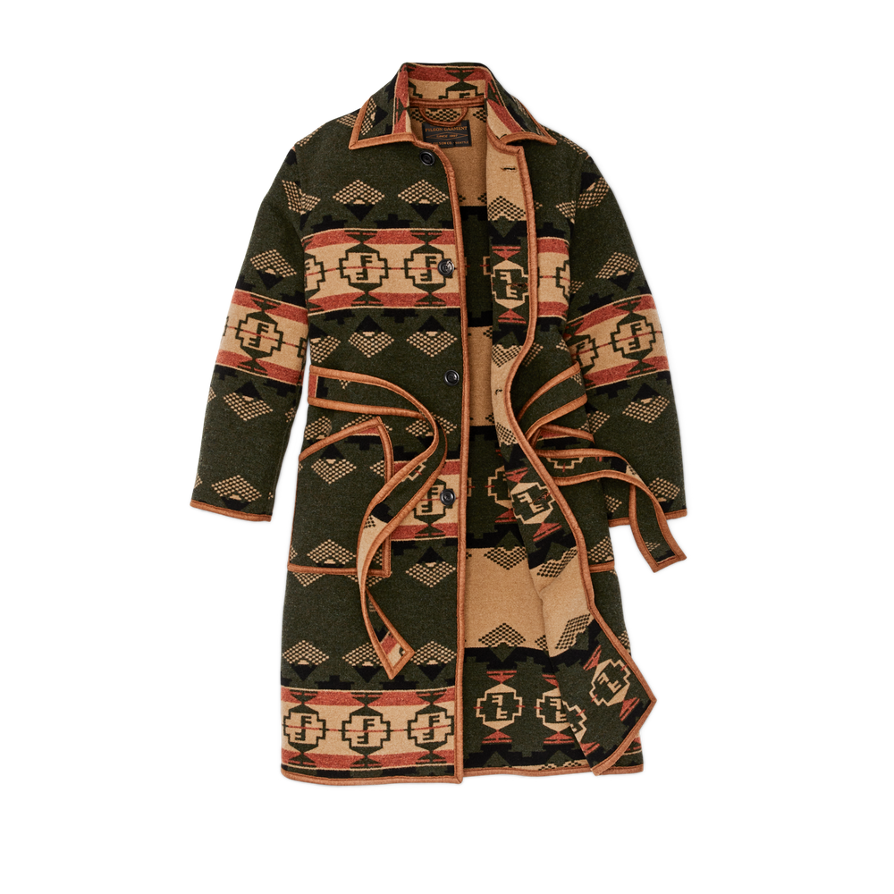 Alternate view of the Filson Filson Forestry Wool Blanket Robe - Dark Timber / Tan Multi