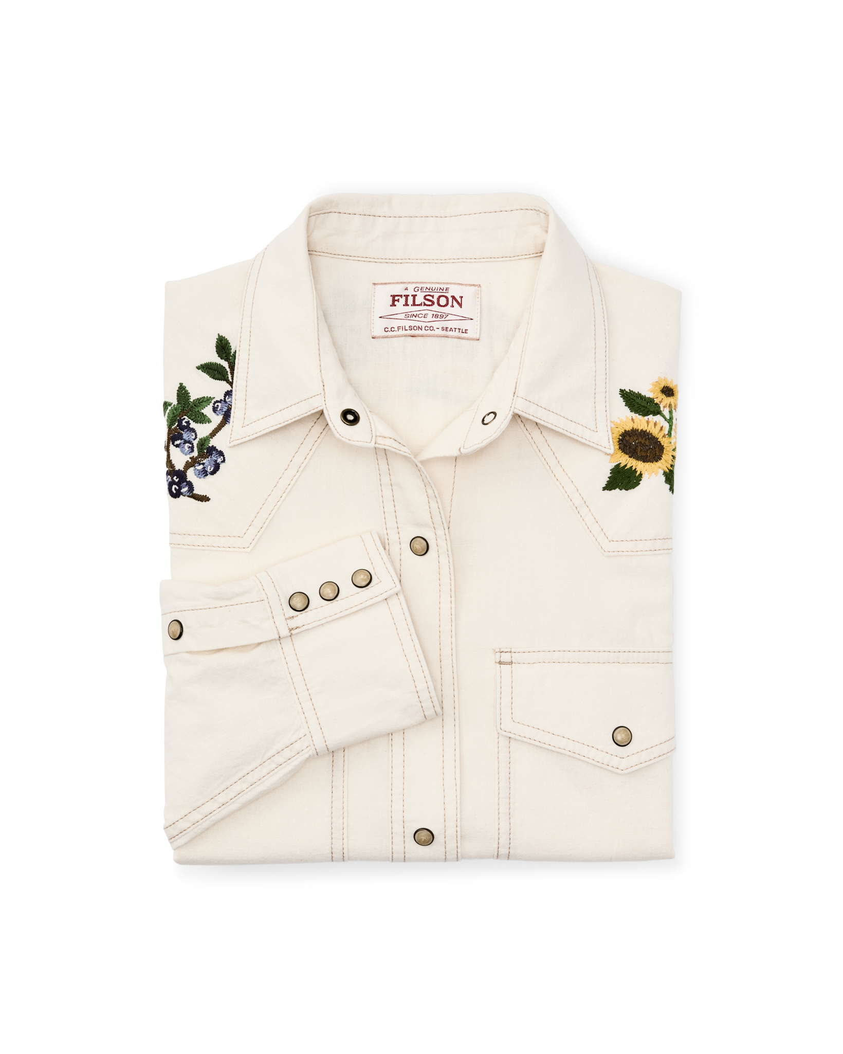 Alternate view of the Filson Women's Embroidered Western Shirt - Natural Seed