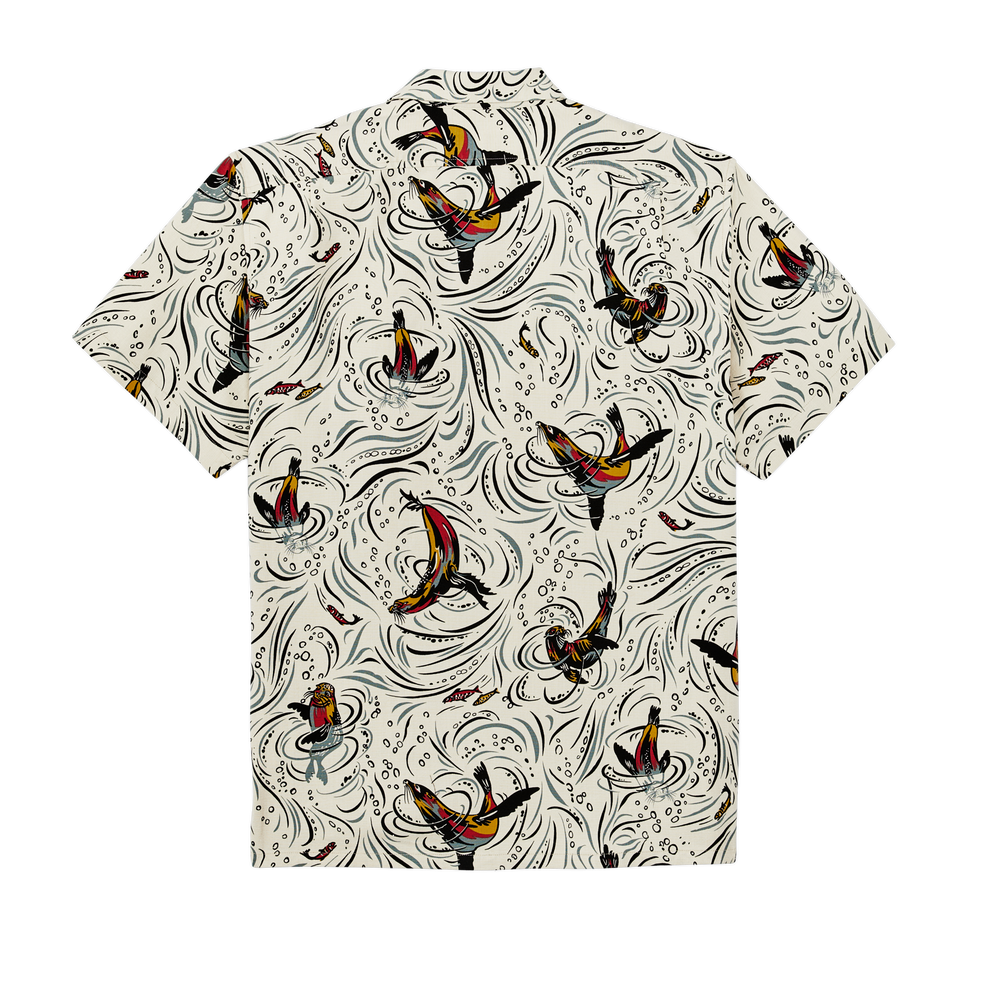 Alternate view of the Filson Rustic Short Sleeve Camp Shirt - Seal / Natural