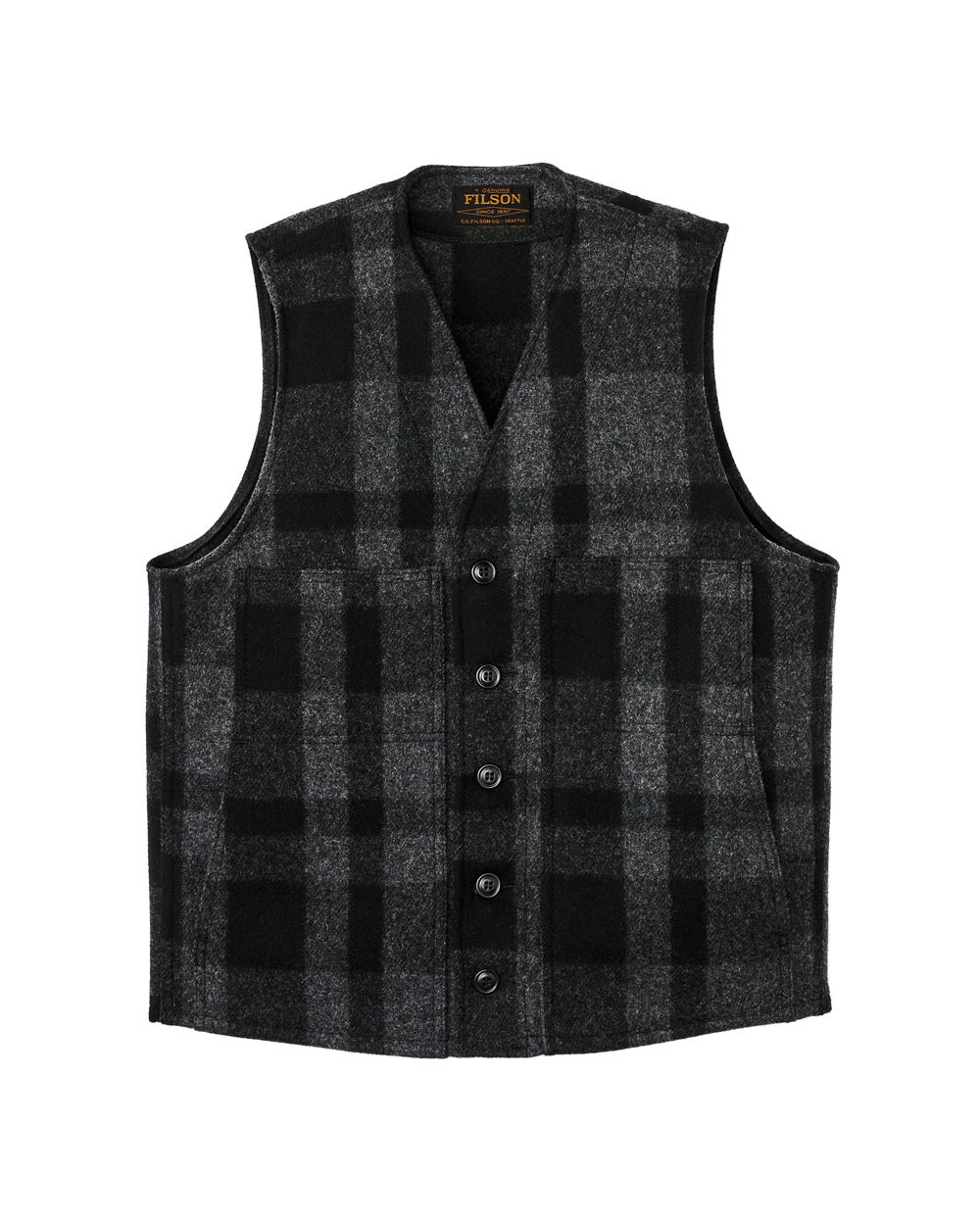 Mackinaw Wool Vest - Charcoal / Black Heritage Plaid
