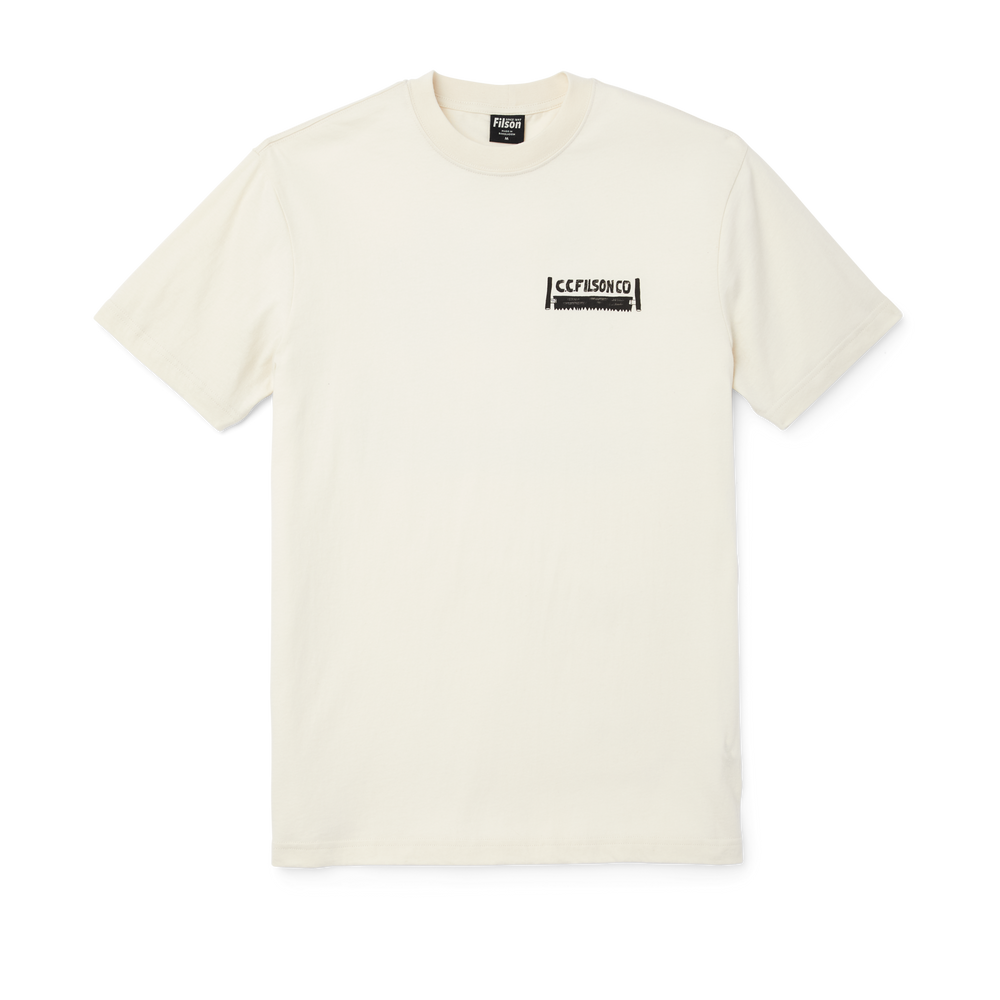 Front-facing image of the Filson Ranger Graphic T-shirt - Birch/wolf