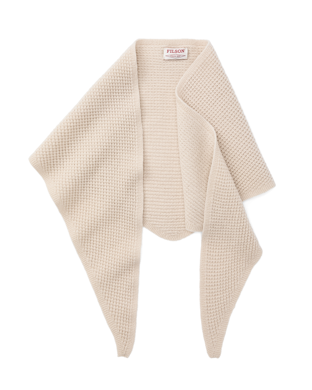 Waffle Knit Triangle Scarf - Cream