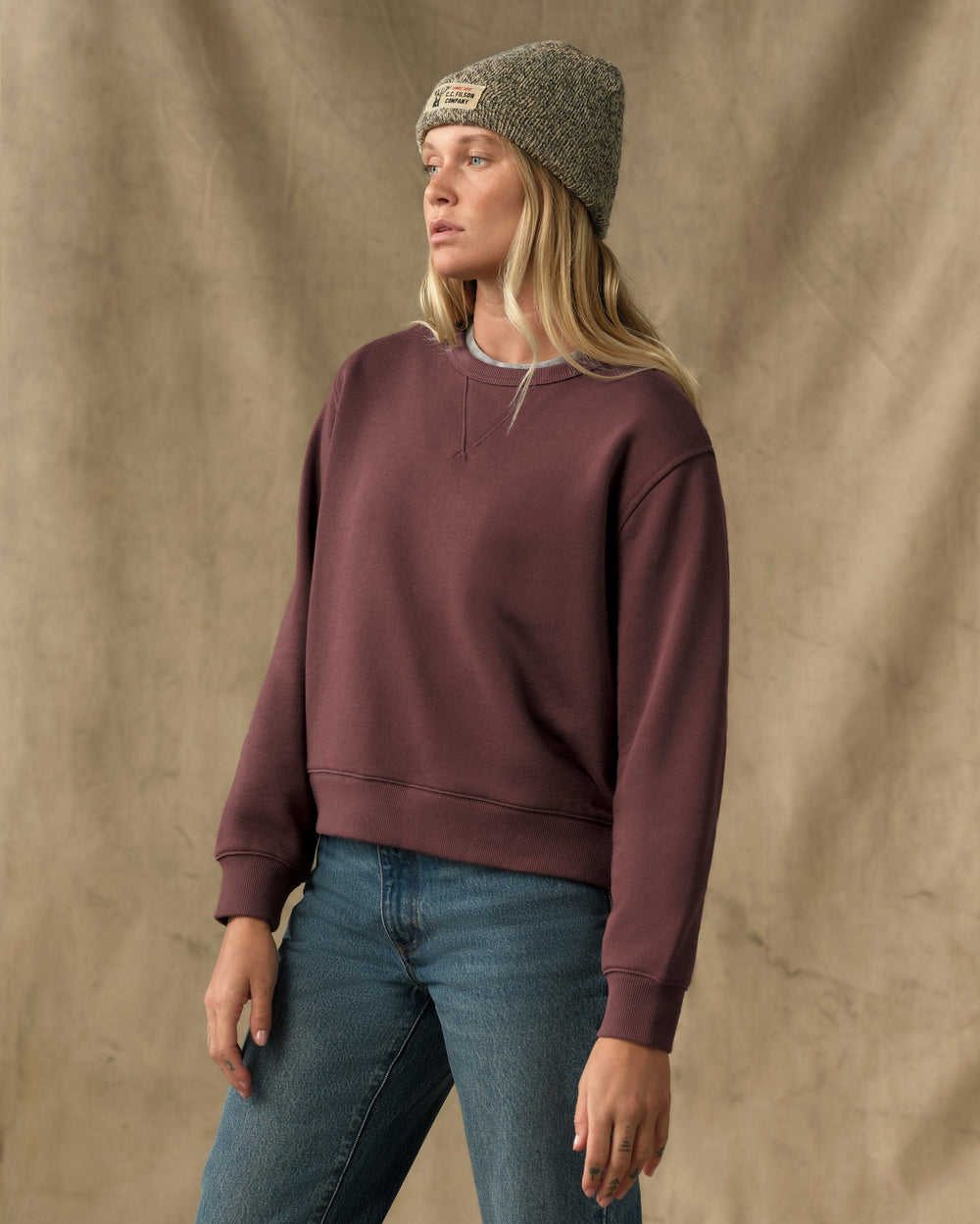 Women's French Terry Crewneck - Eagle Brown