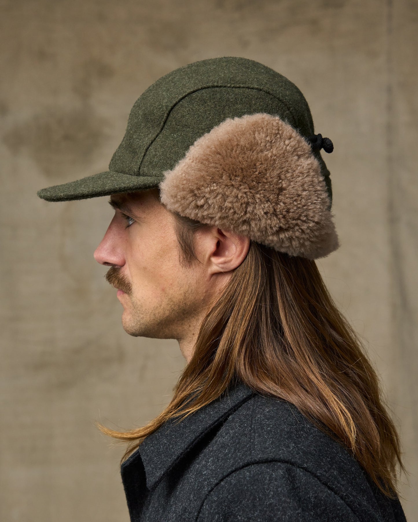 Double Mackinaw Wool Cap - Forest Green / Acorn