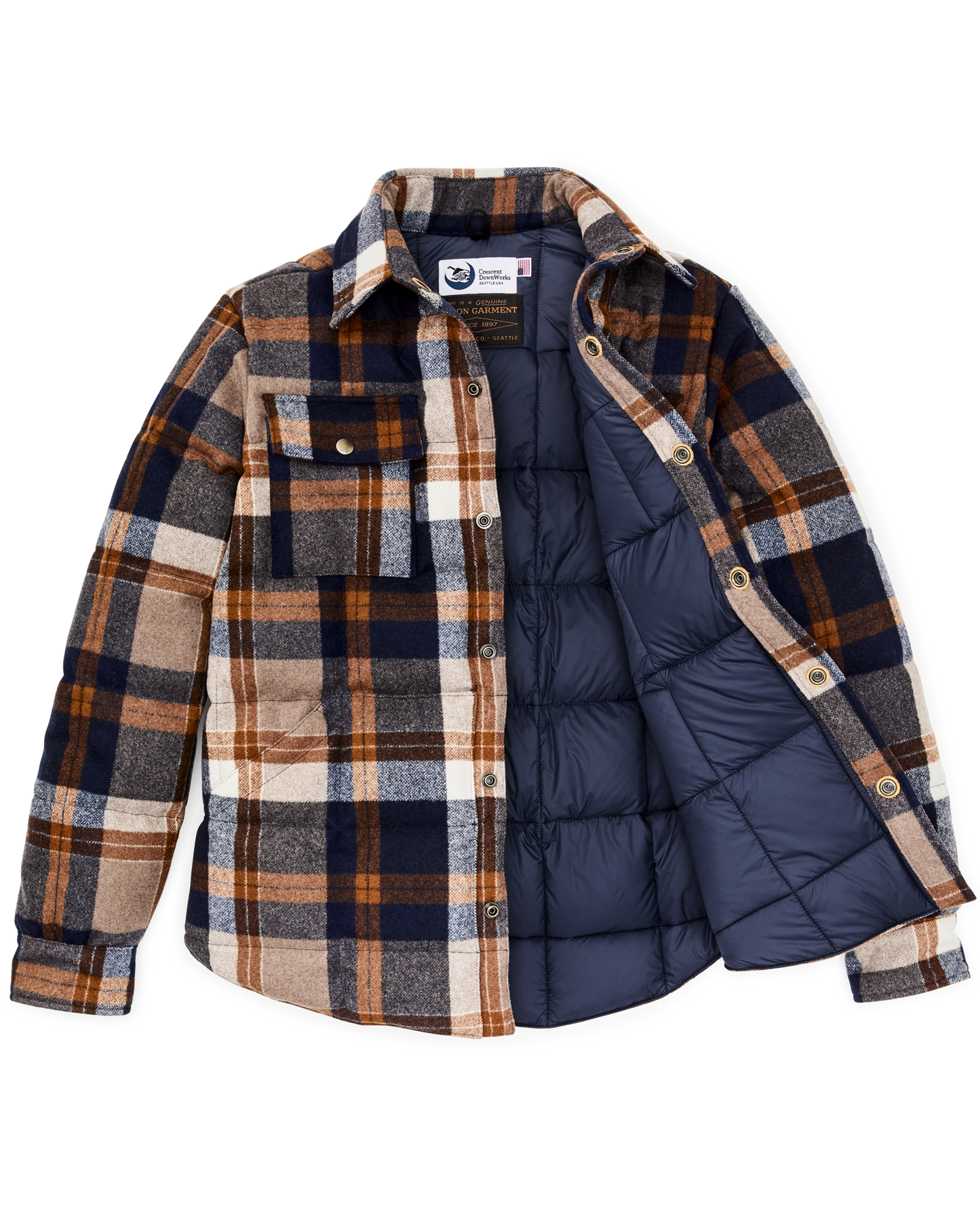 Filson X Crescent Down Works Jacket - Navy / Bronze Plaid