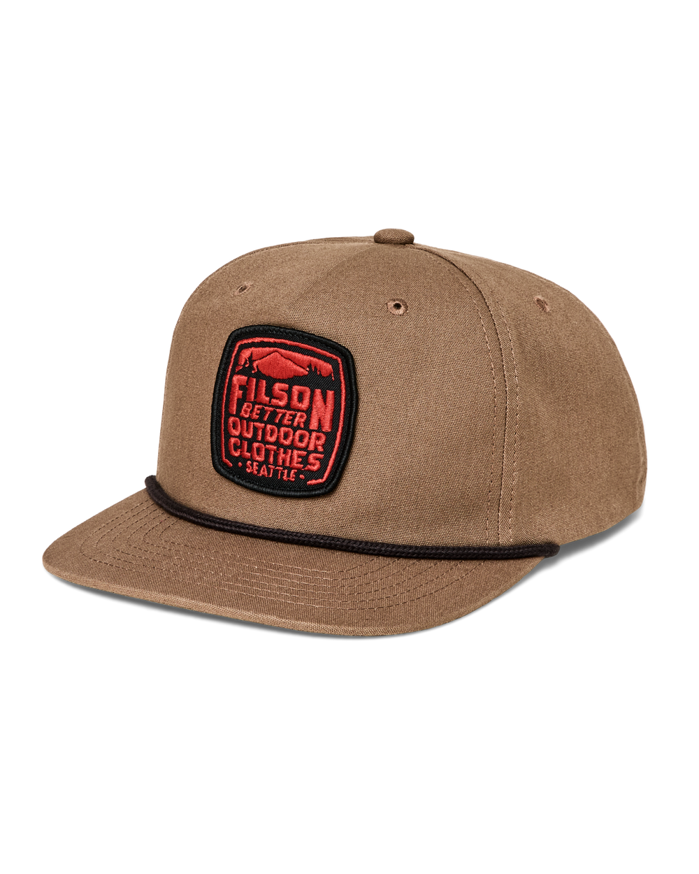 Front-facing image of the Filson Trucker Cap - Light Brown / Filson