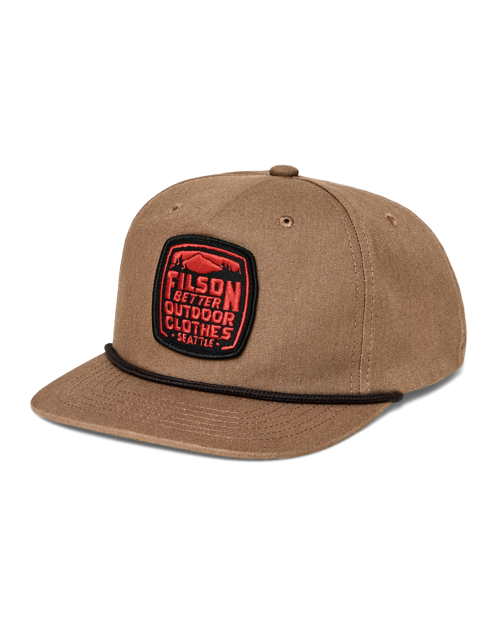 Front-facing image of the Filson Trucker Cap - Light Brown / Filson