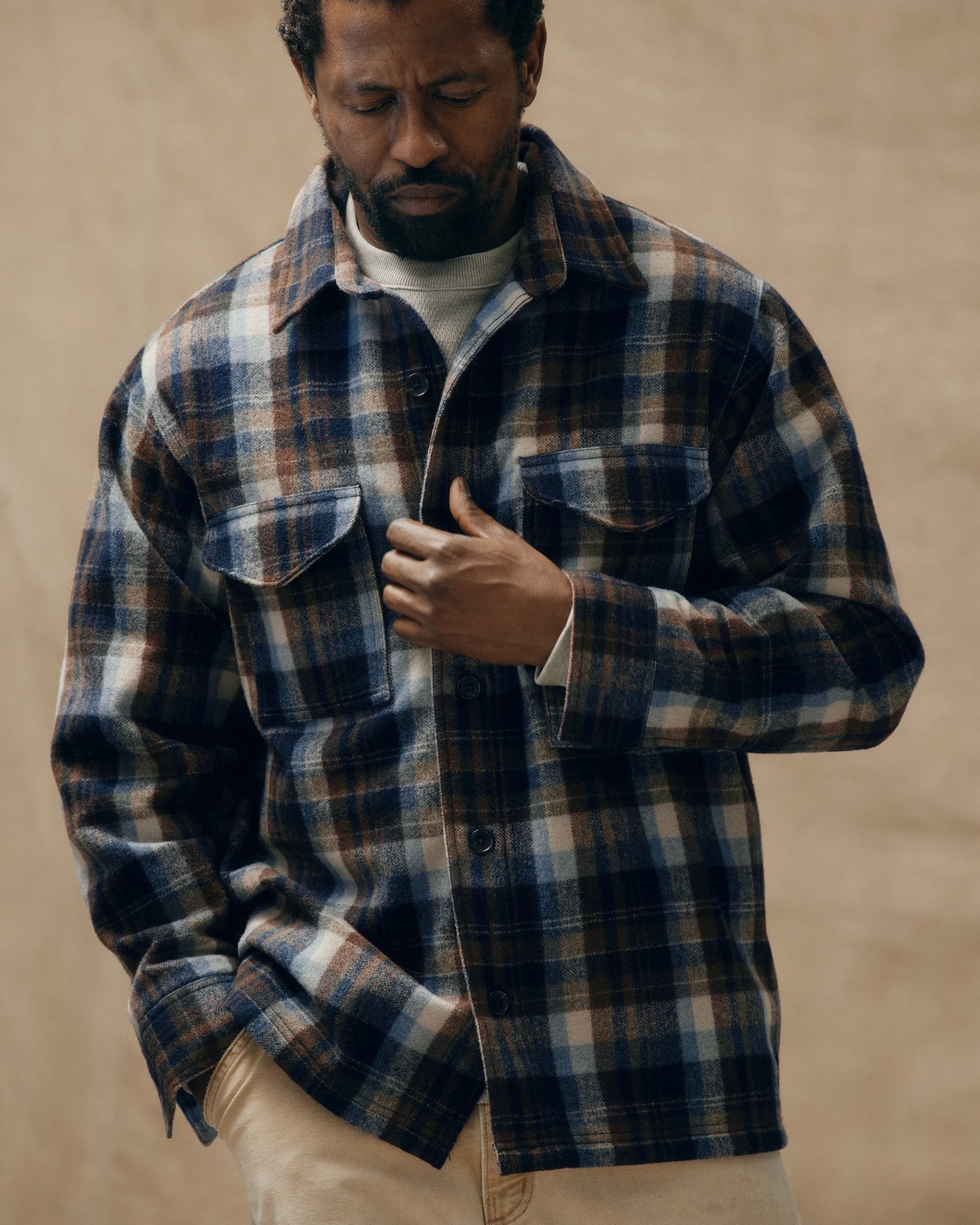 Wool Jac-shirt - Brown / Light Blue Multi Plaid