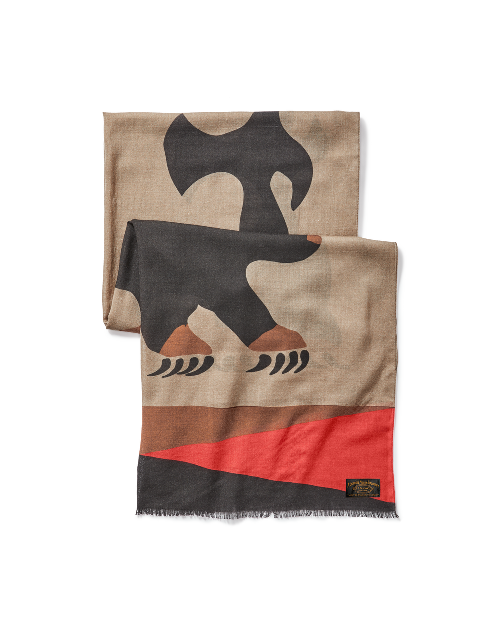 Black Bear Wool Blend Scarf - Black